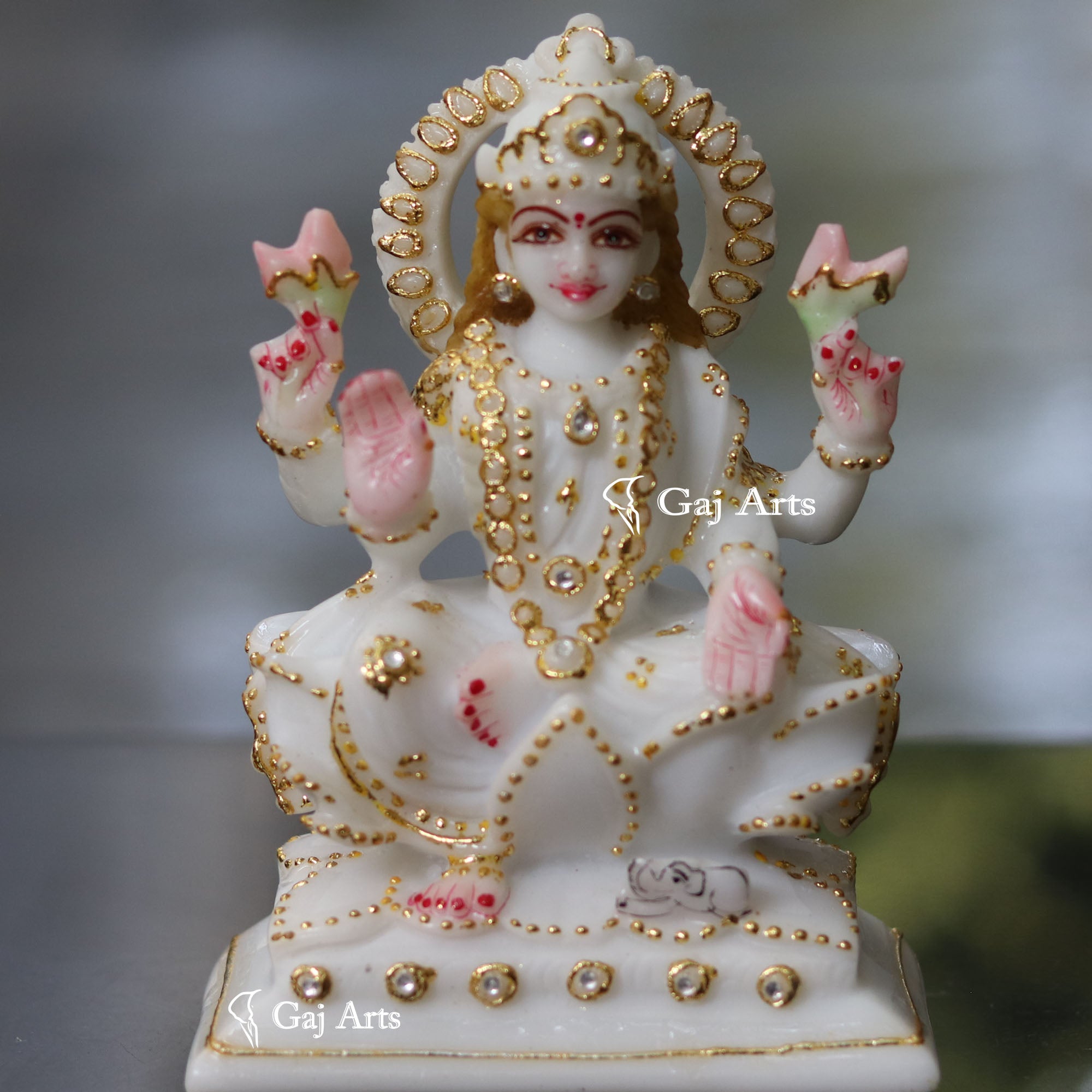White Marble Lakshmi Mata Murti | 6 Inch