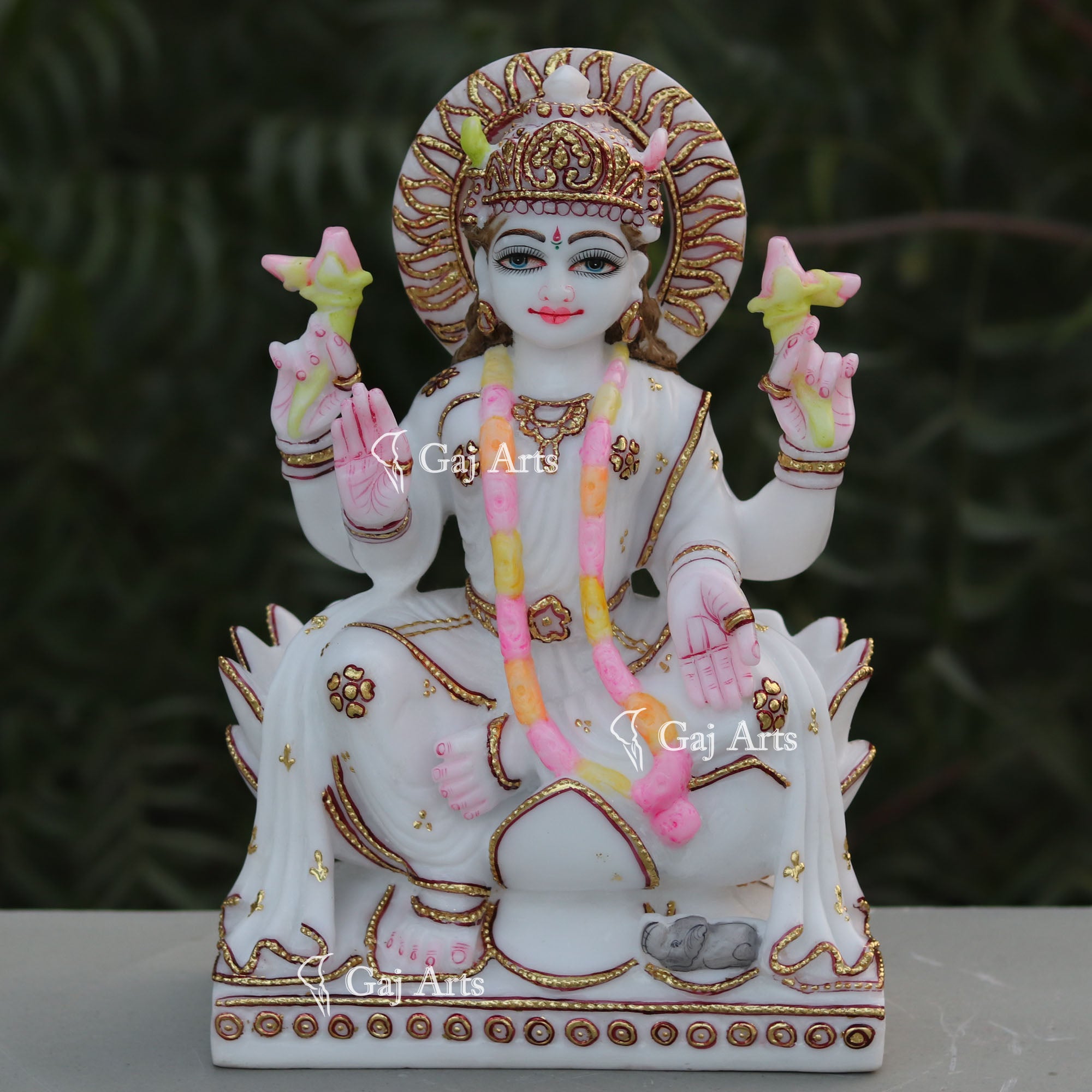 White Marble Laxmi Mata Idol | 12 Inch