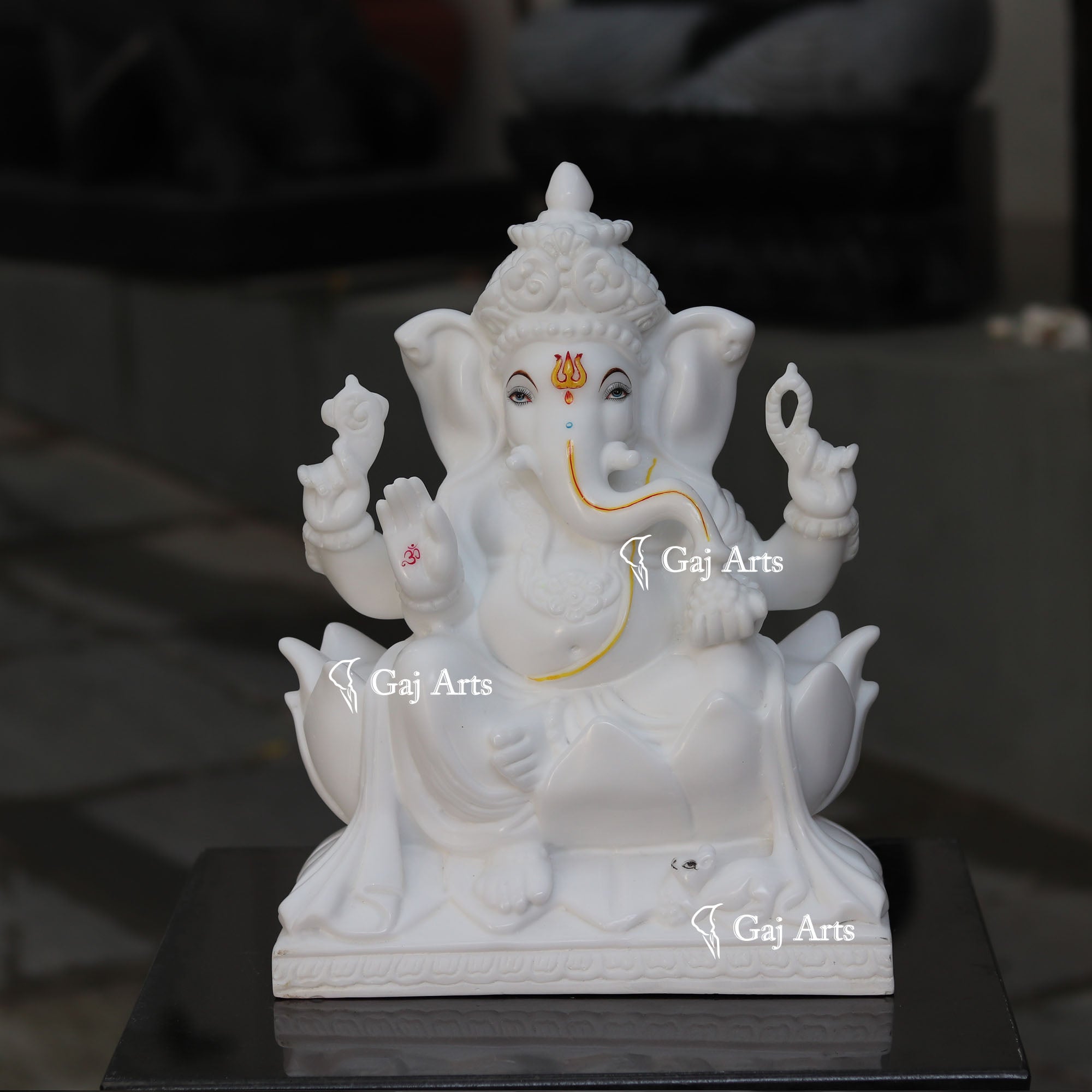White Marble Ethiopia Ganesh Idol | 15 Inch
