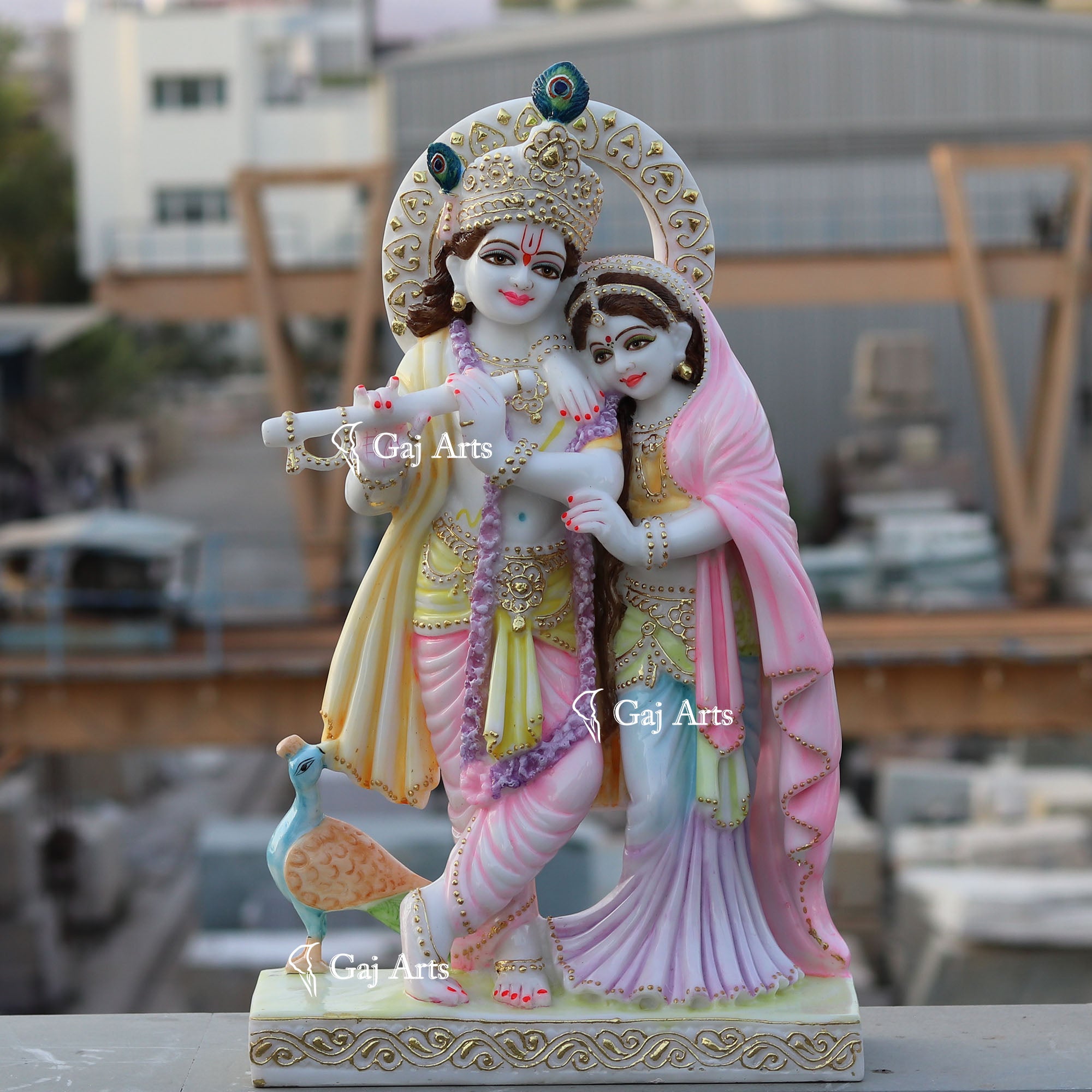 White Marble Ethiopia Radha Krishna Idol | 24 Inch