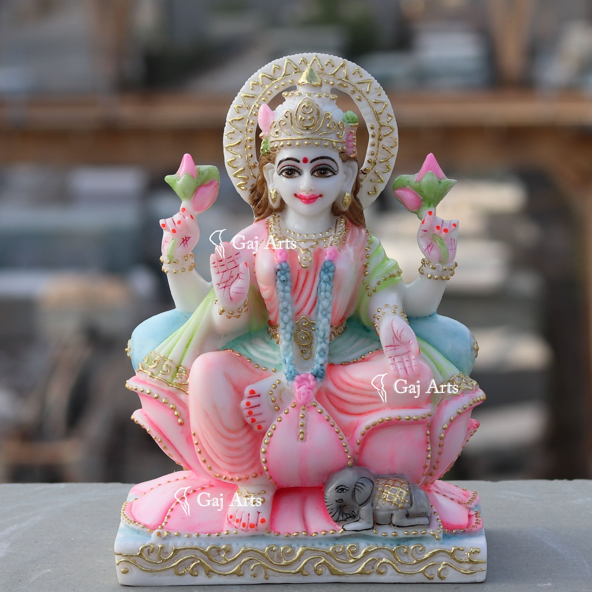 White Marble Lakshmi Maa Idol | 9 Inch
