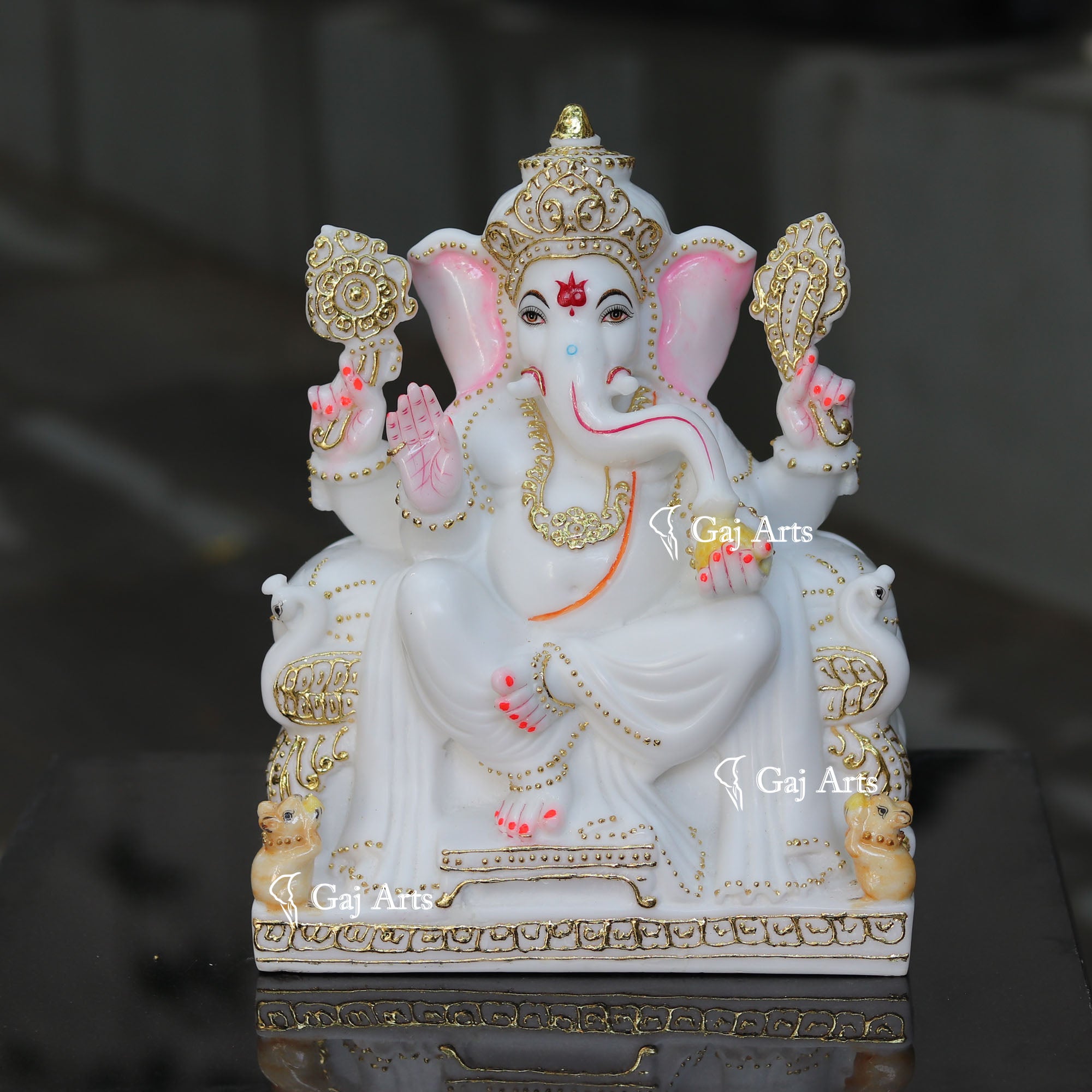 White Marble Ganesh Idol | 12 Inch