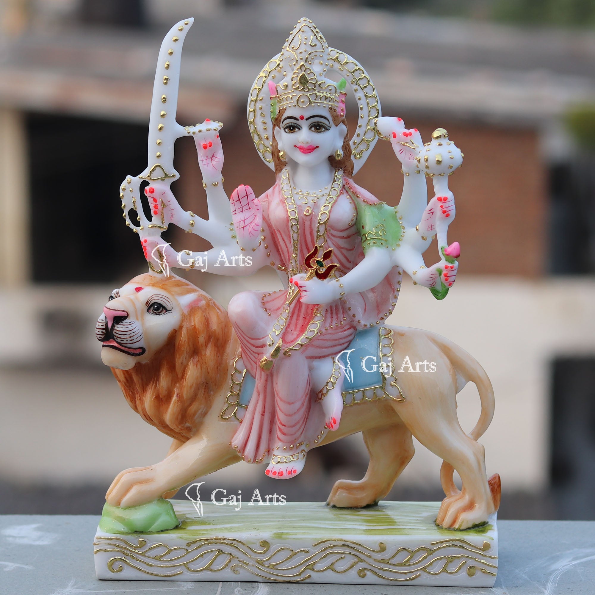 White Marble Durga Maa Idol | 12 Inch