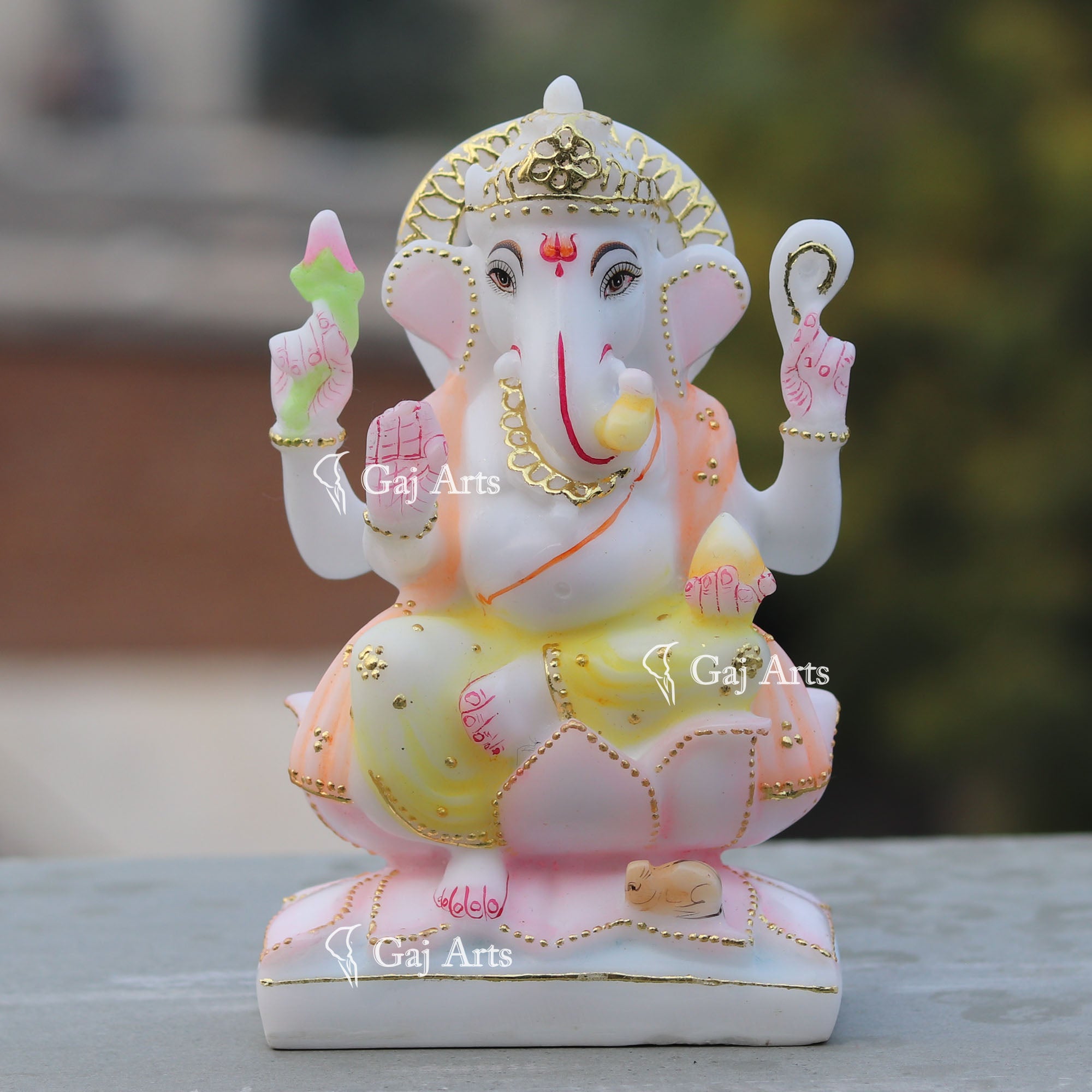 White Marble Ganpati Idol | 7 Inch