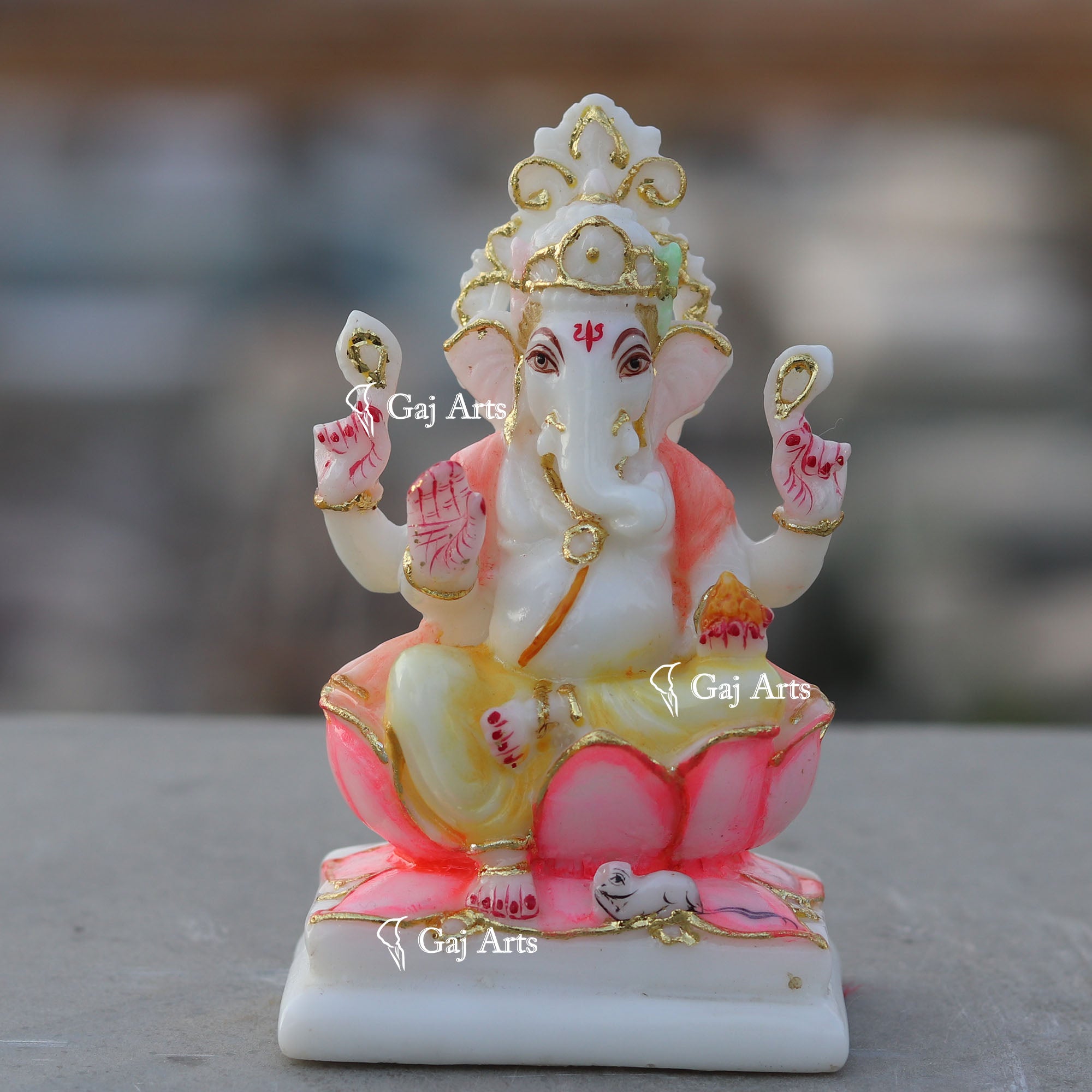 White Ethiopia Marble Ganesh Murti | 4 Inch