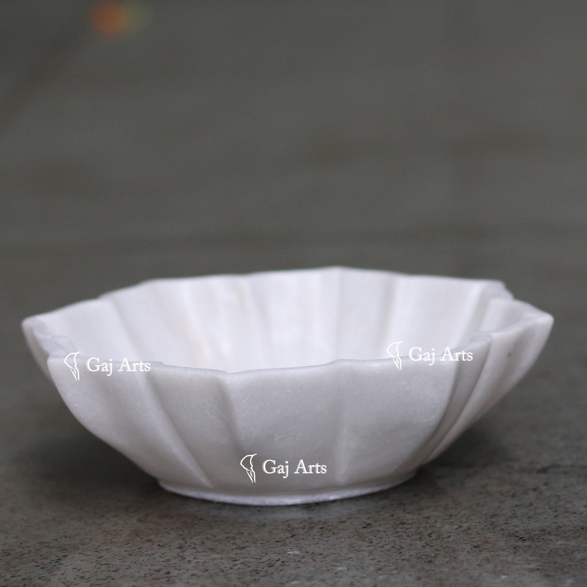 White Marble Designer Petal Bowl | 7 Inch