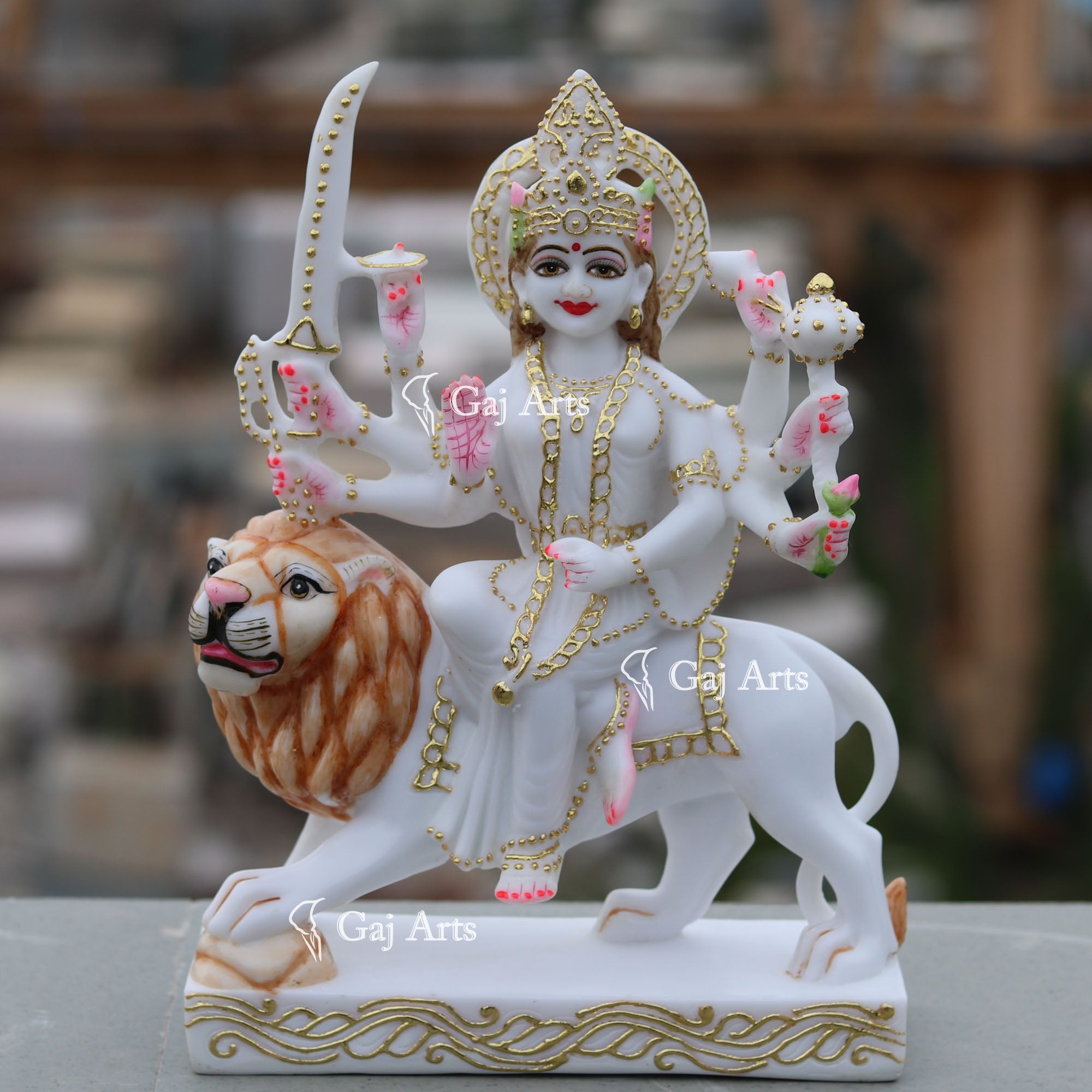 White Marble Durga Mata Idol | 12 Inch