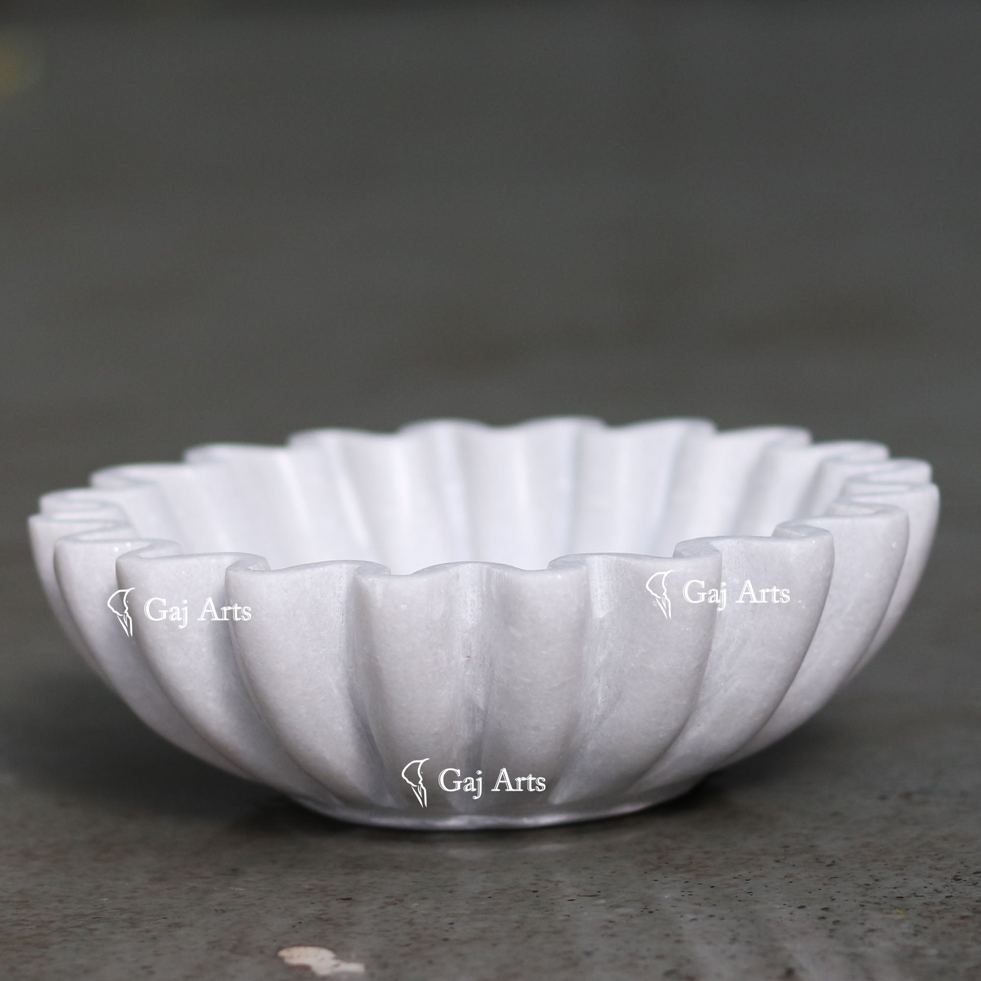 Handcrafted White Marble Flower Bowl | 6 Inch