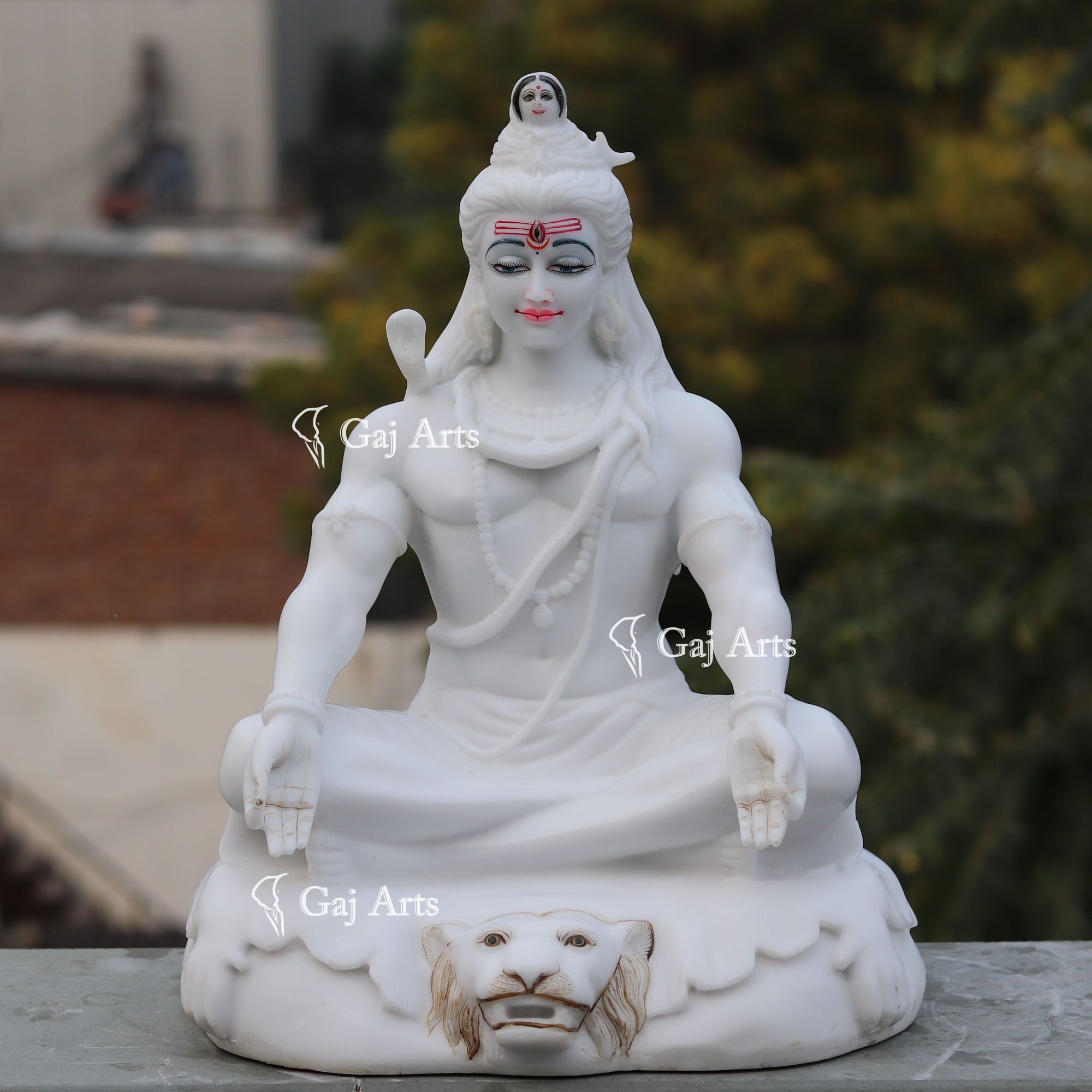 White Marble Ethiopia Shiva Statue | 18 Inch