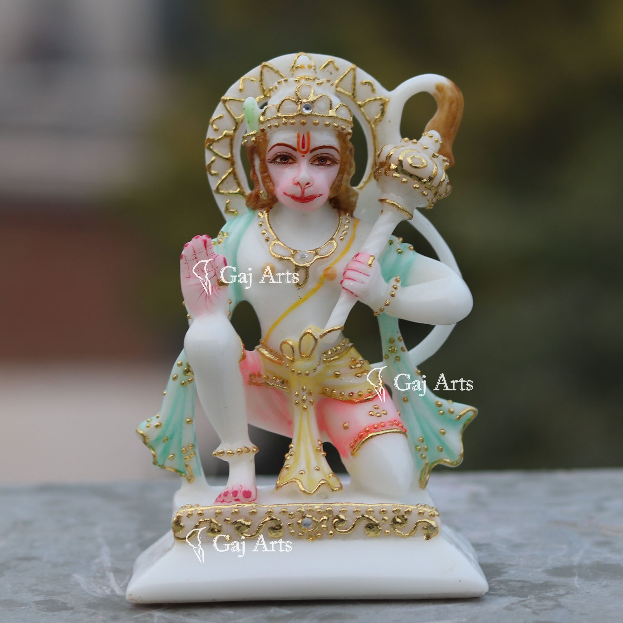 White Ethiopia Marble Hanuman Ji Idol | 6 Inch