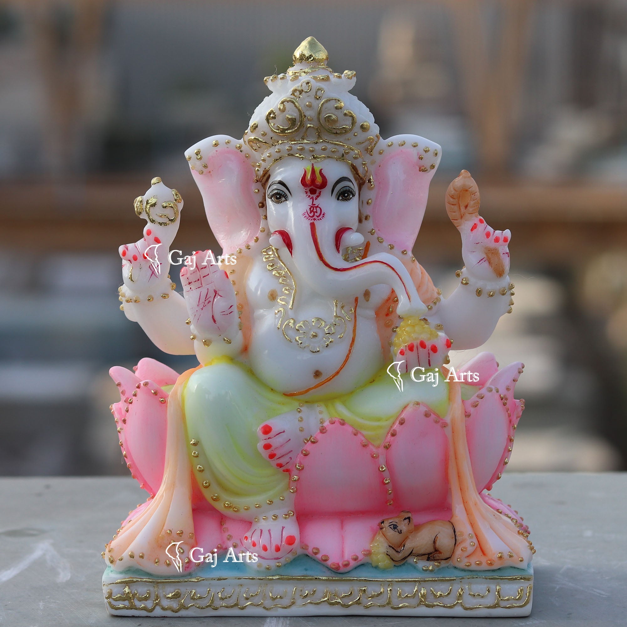 White Marble  Ethiopia Ganesh Murti | 7Inch