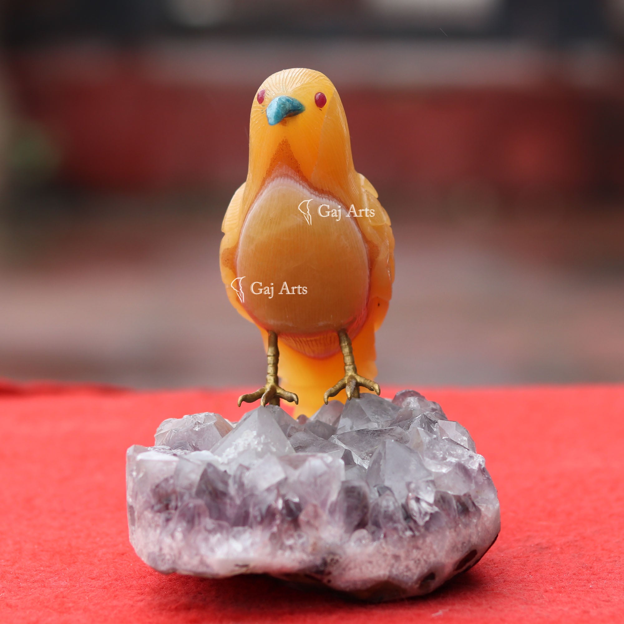 Yellow Quartz Bird Sculpture | 6 Inch