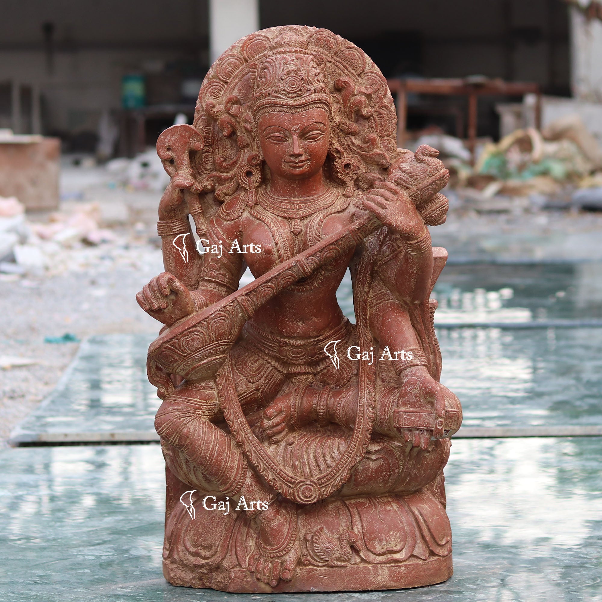 Sandstone Saraswati Mata Statue | 36 Inch