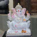White Marble Ethiopia Ganesh Idol | 18 Inch