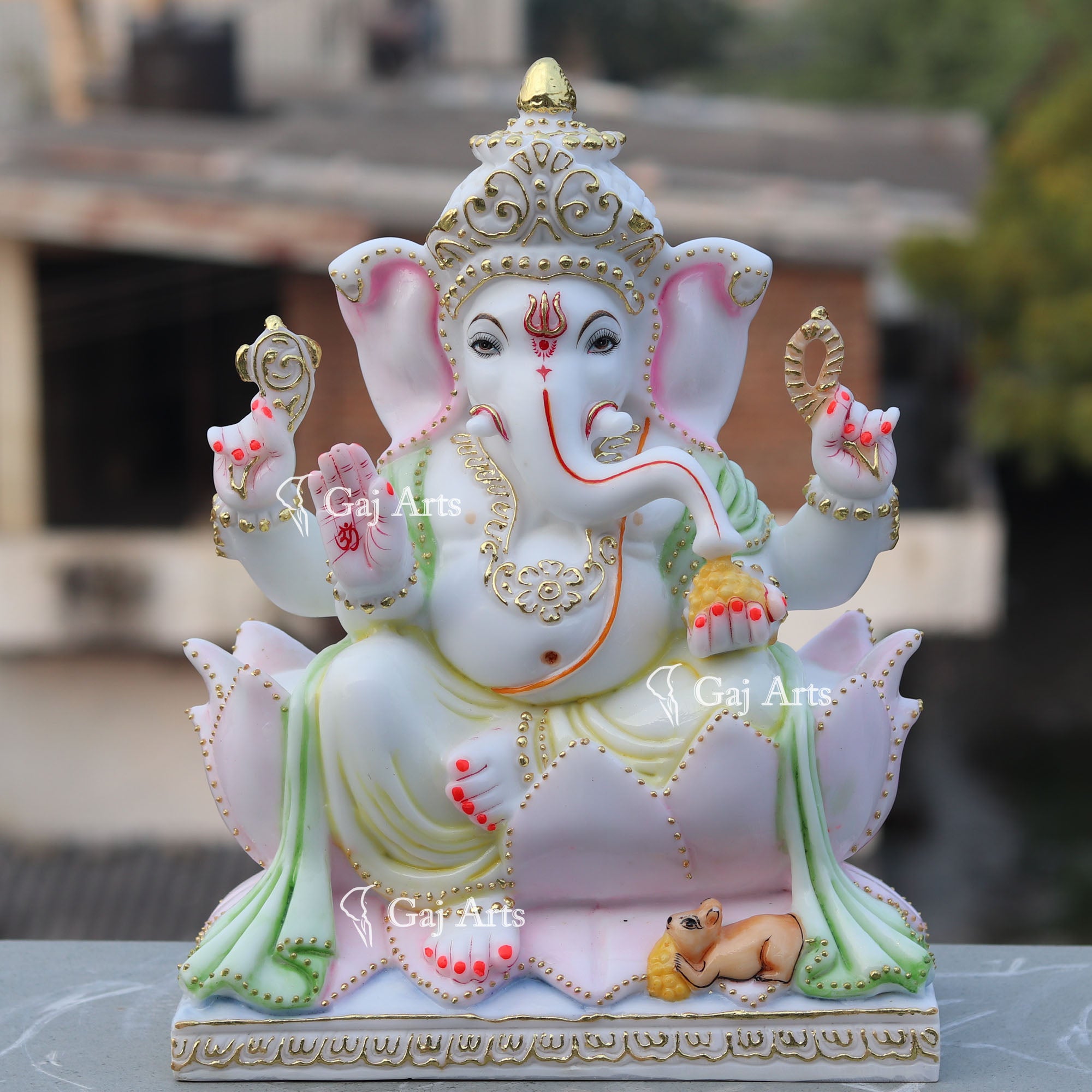 White Marble Ethiopia Ganesh Idol | 15 Inch