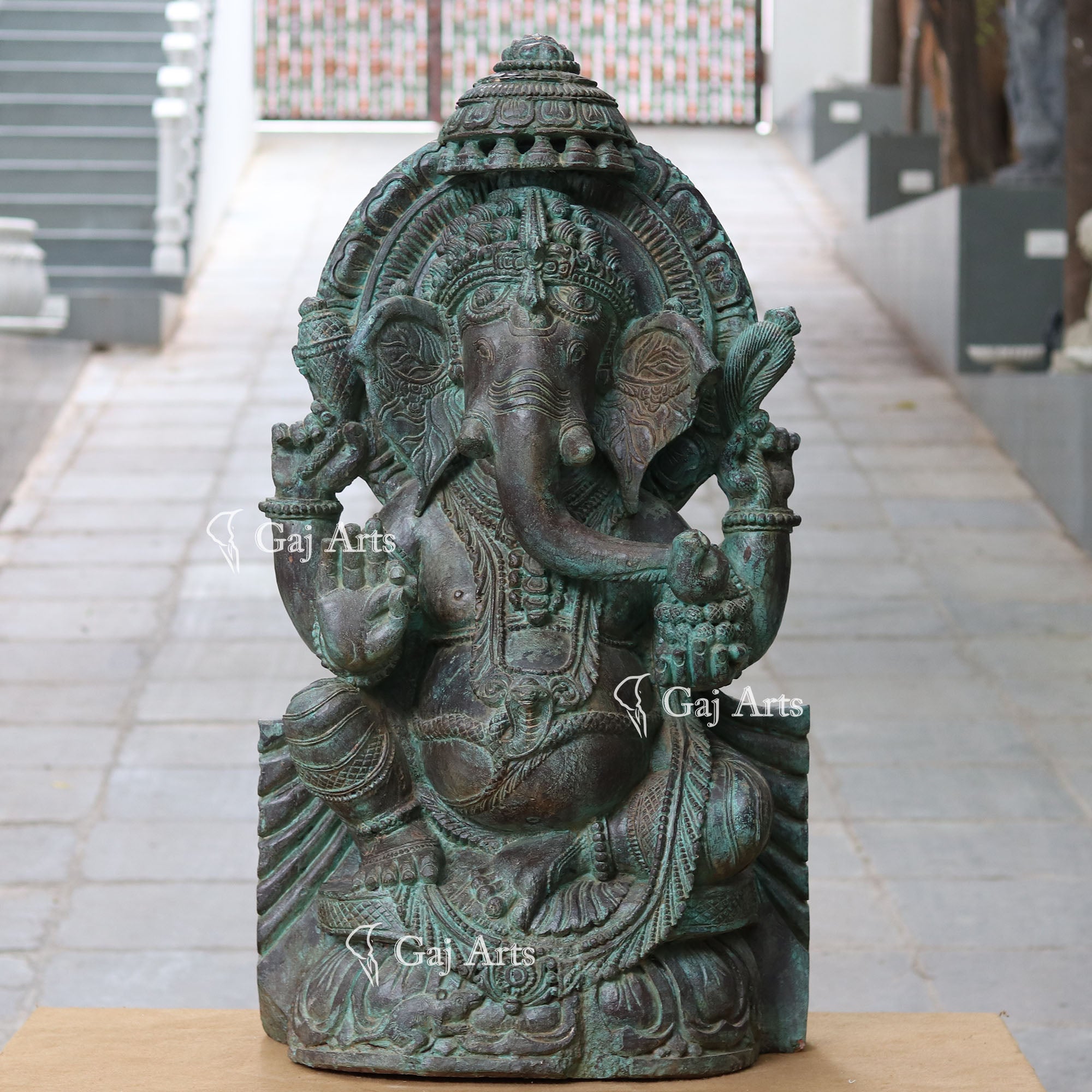 Green Sandstone Ganesh Statue | 48 Inch