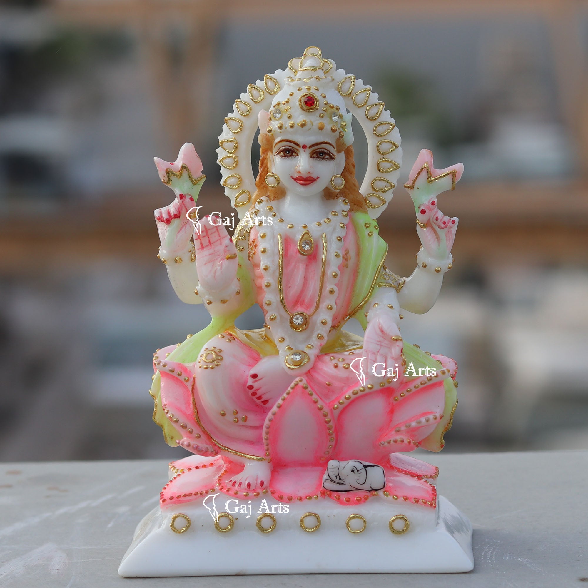 White Marble Lakshmi Mata Murti | 6 Inch