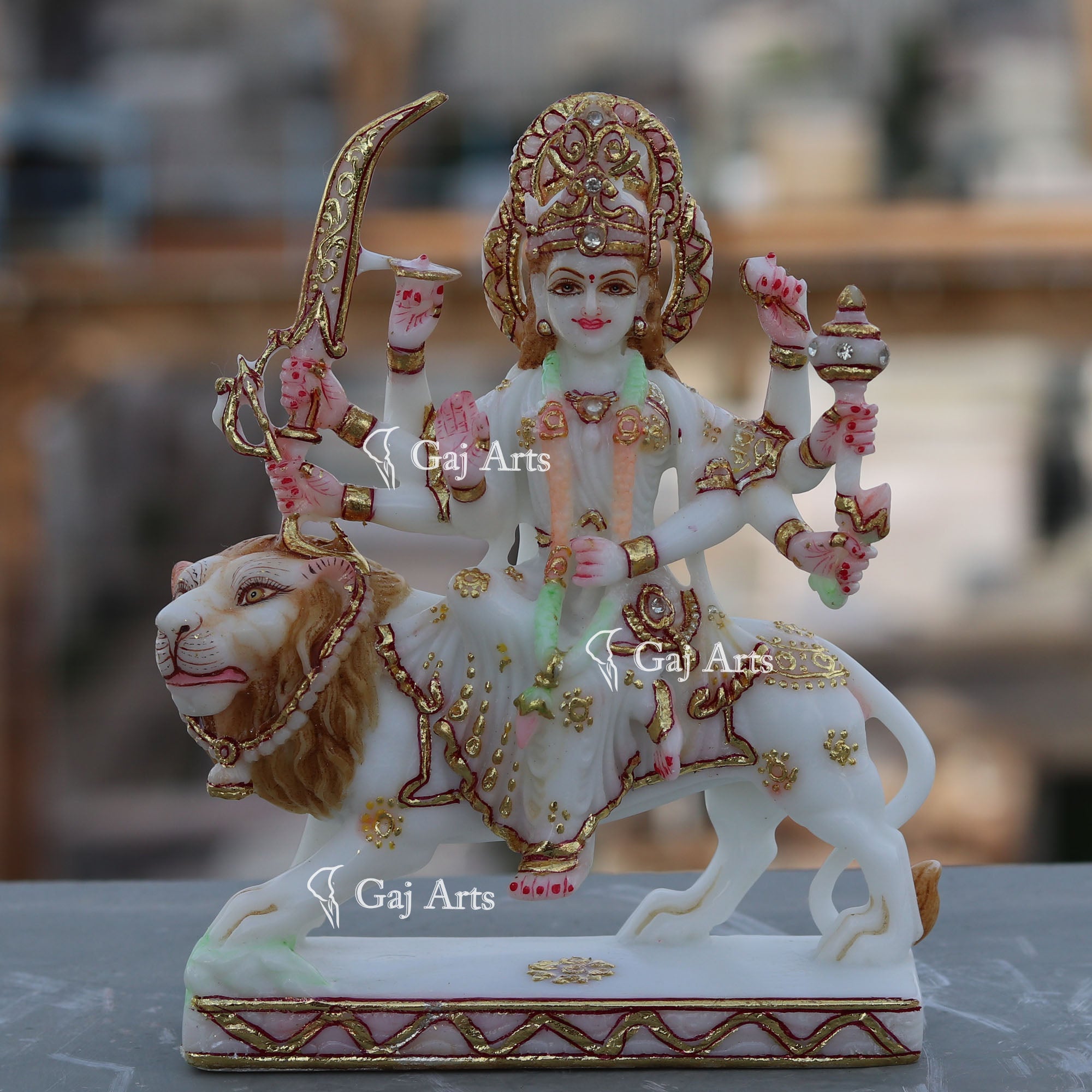White Marble Durga Maa Statue | 7 Inch