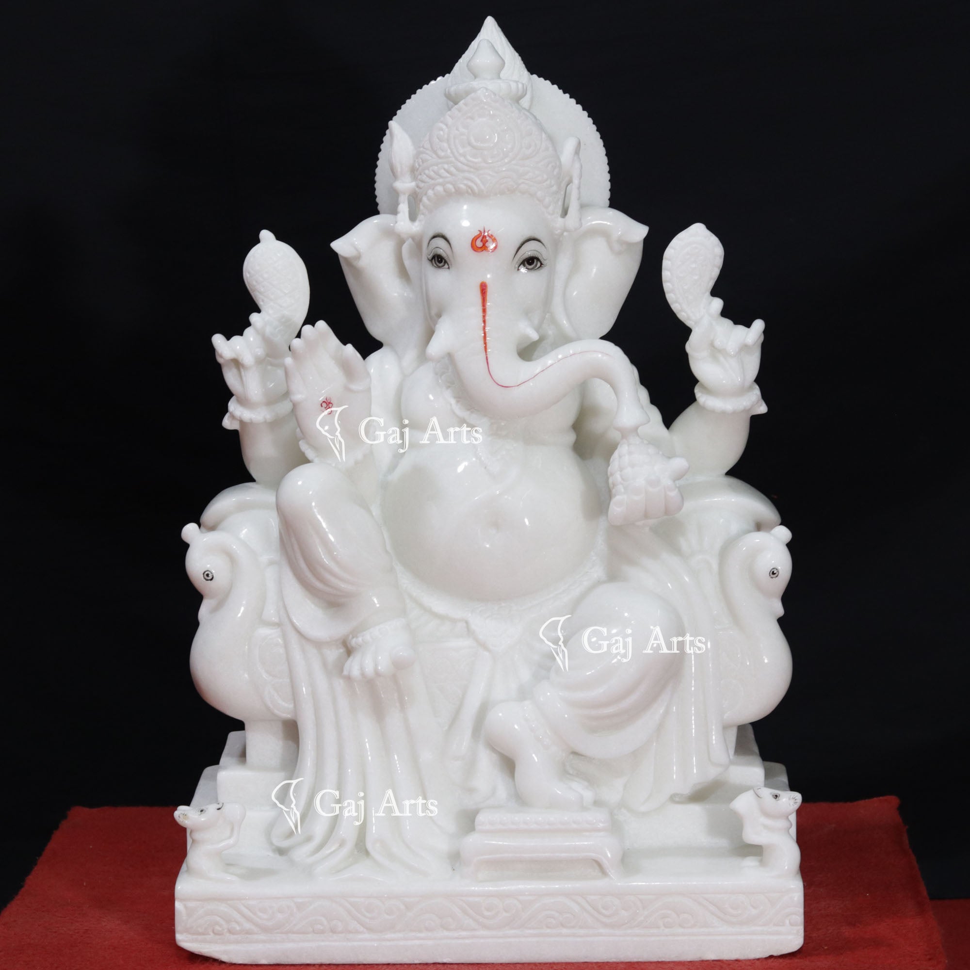 Super White Makrana Marble Ganesh Murti | 24 Inch