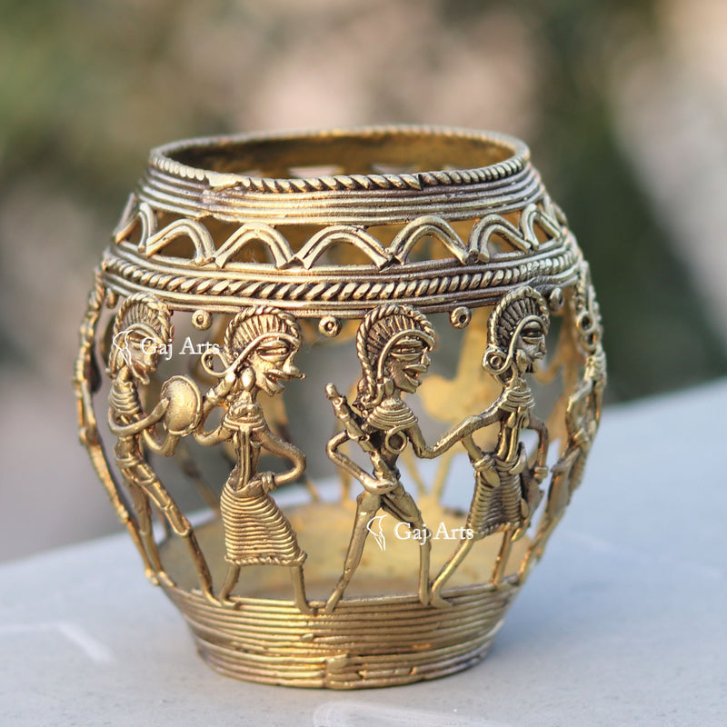 Bastar Dhokra Art Pen Stand 3"