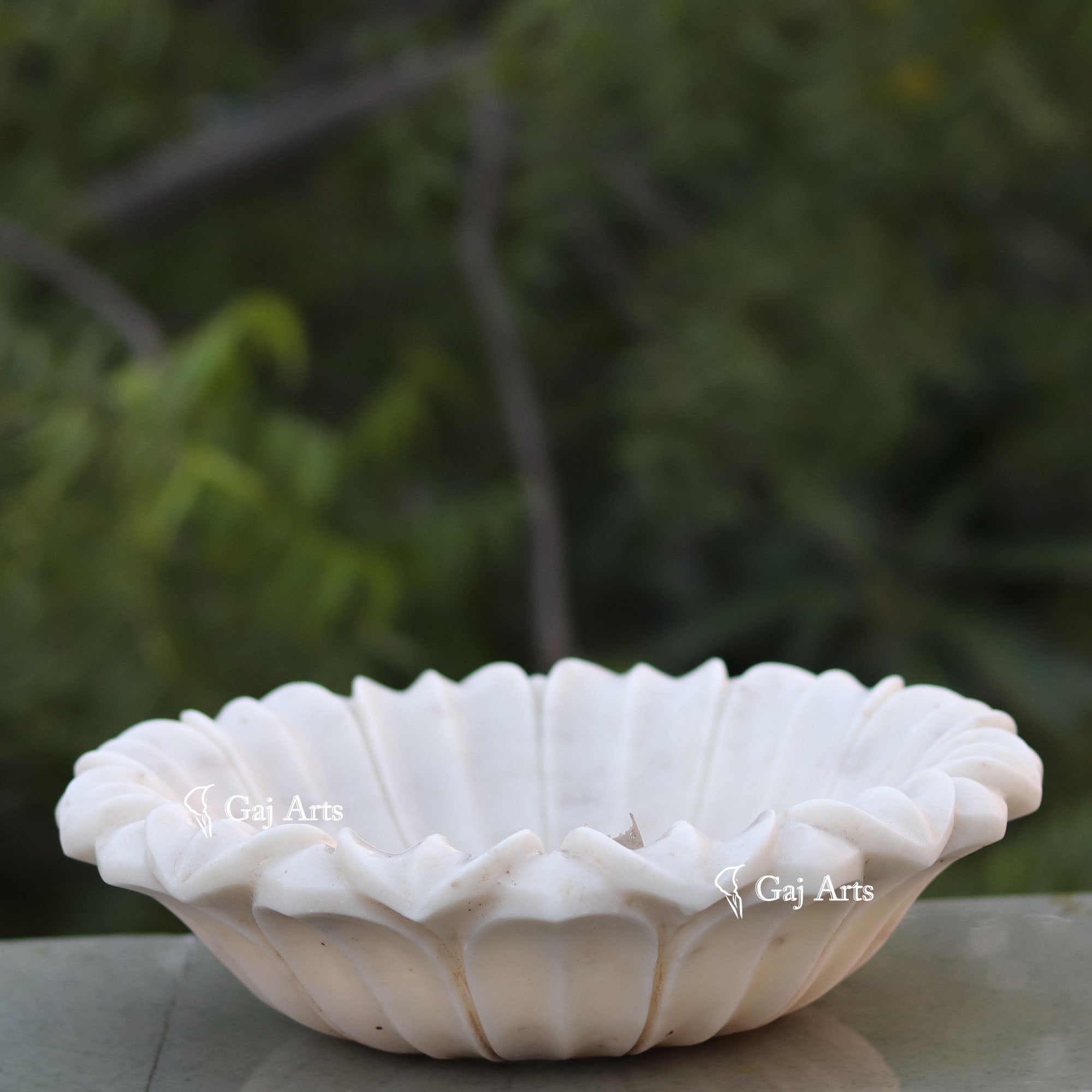 White Marble Luxury Floral Bowl | 12 Inch
