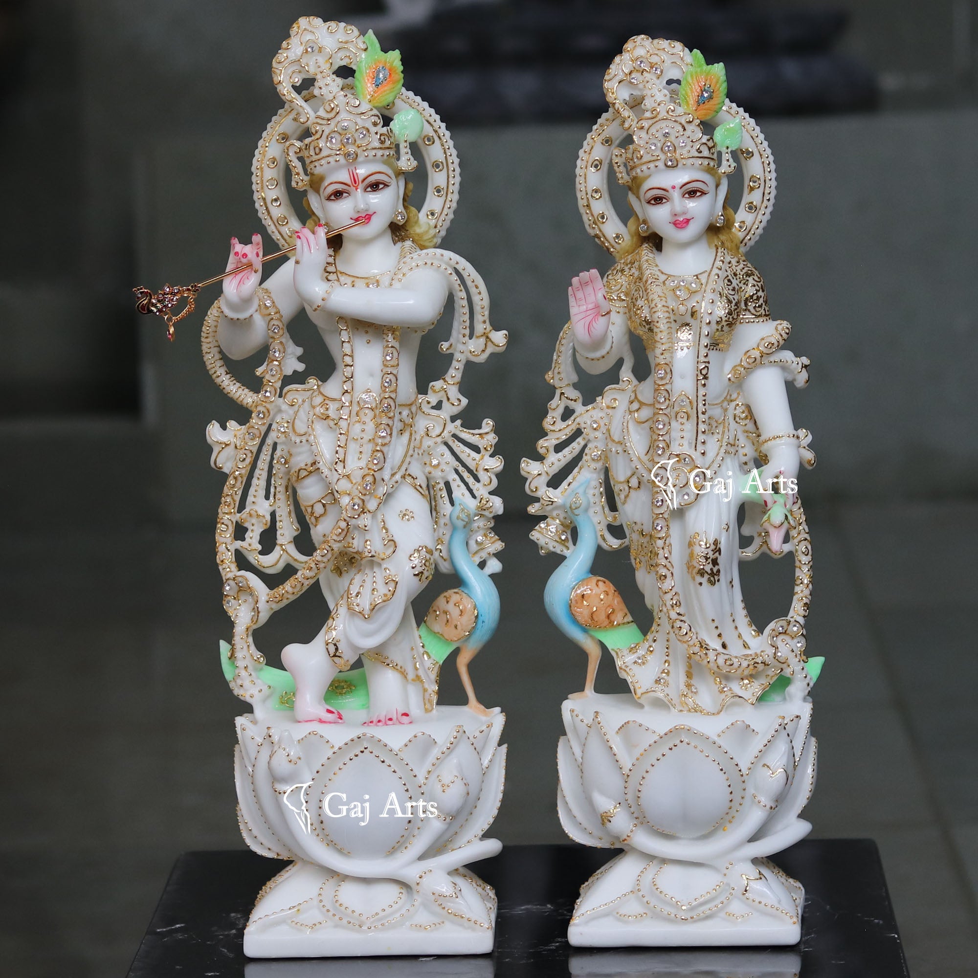 White Marble Radha Krishna Idol | 21 Inch