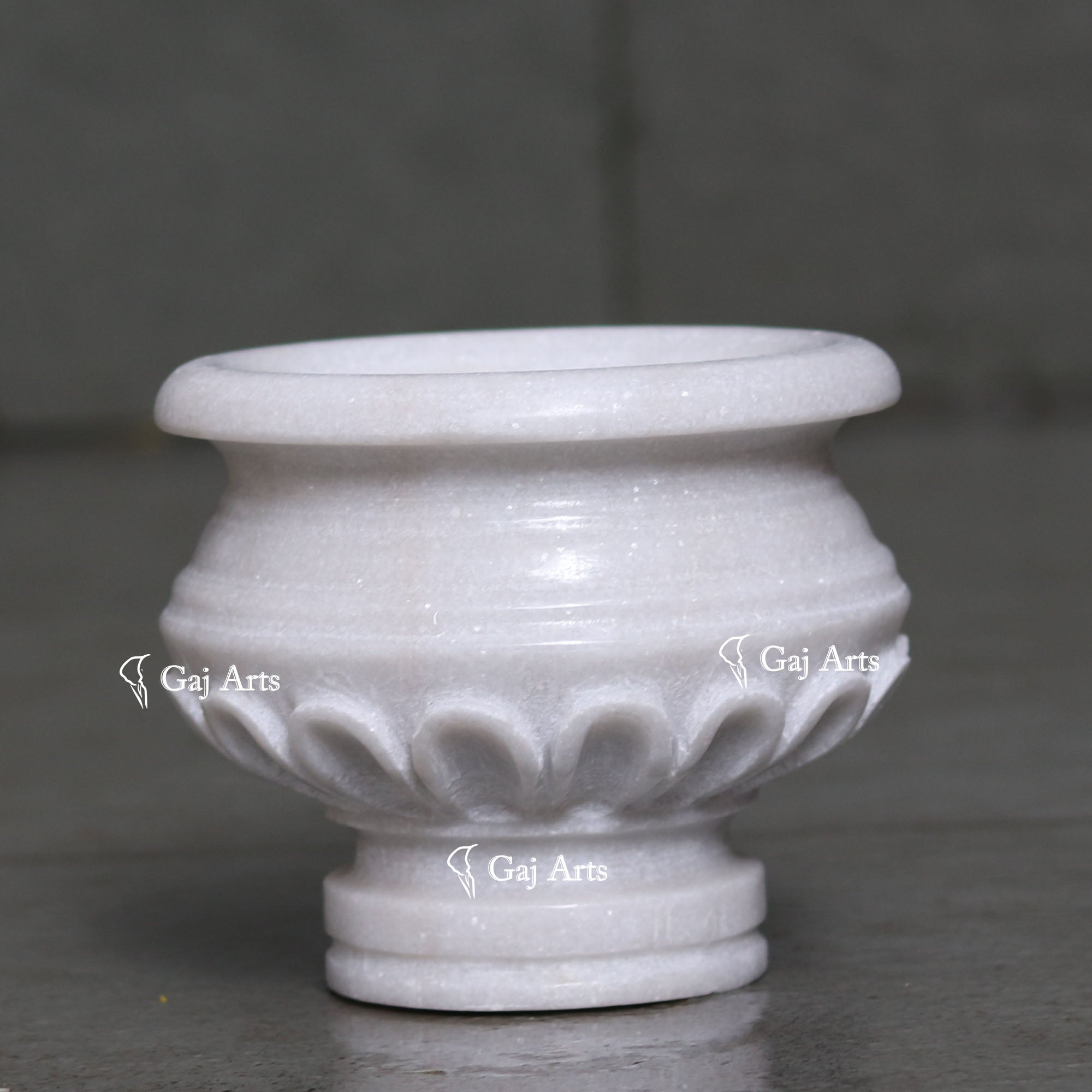 White Marble Artisan Flower Bowl | 7 Inch