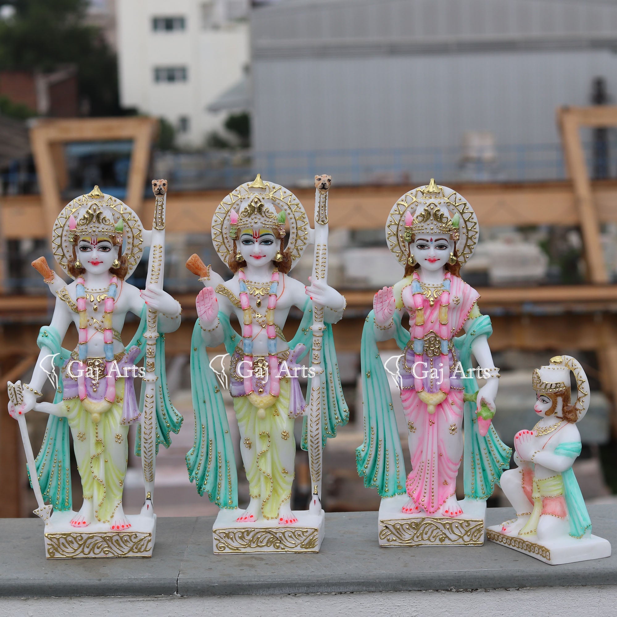 White Marble Ram Jodi Idol | 15 Inch