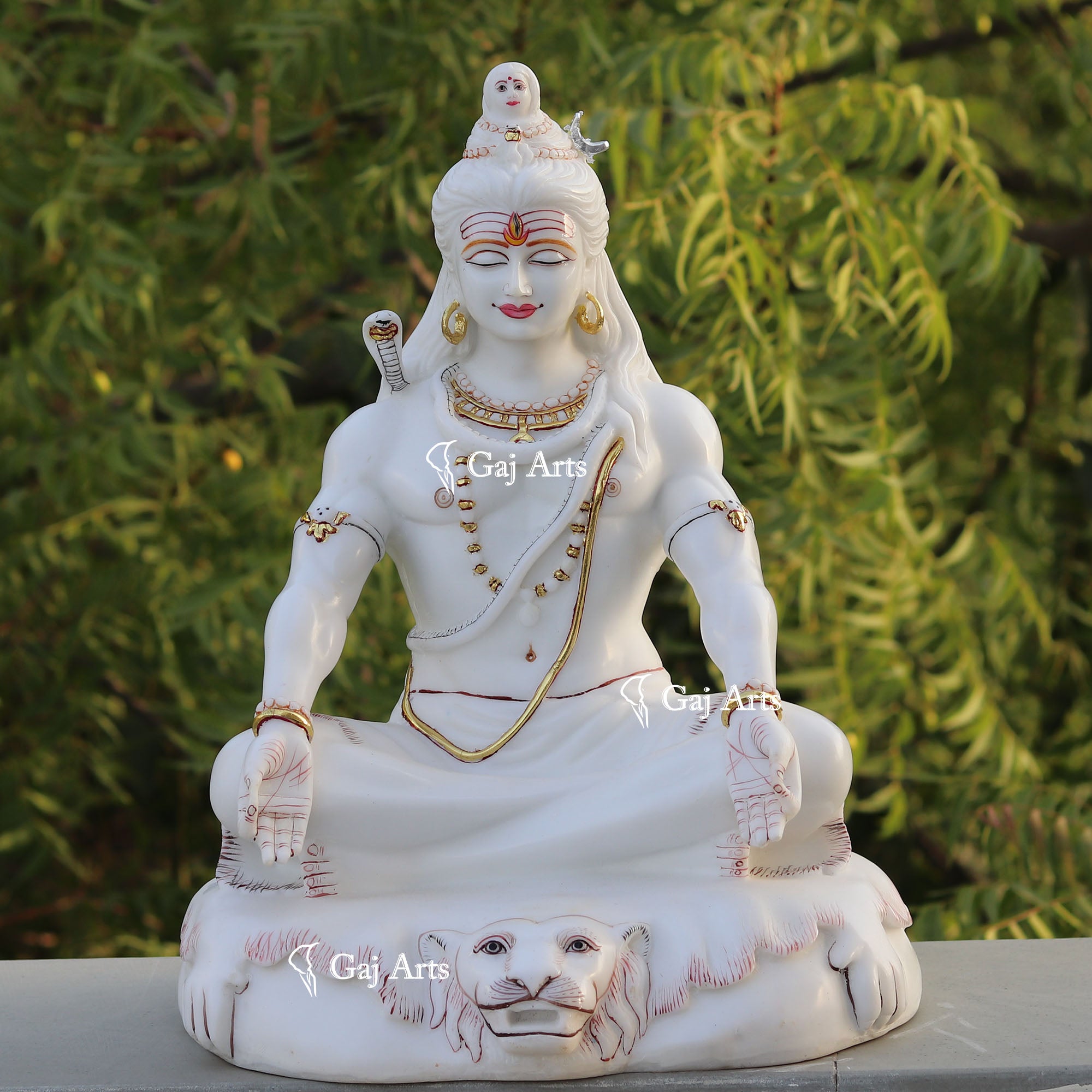 White Marble Ethiopia Shiva Statue | 18 Inch