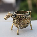 Bastar Dhokra Art Bull Face Pen Stand 3"