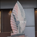 Pink Stone Leaf Form Modern Sculpture | 84 Inch