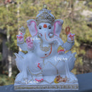 White Marble Ethiopia Ganesh Idol | 15 Inch