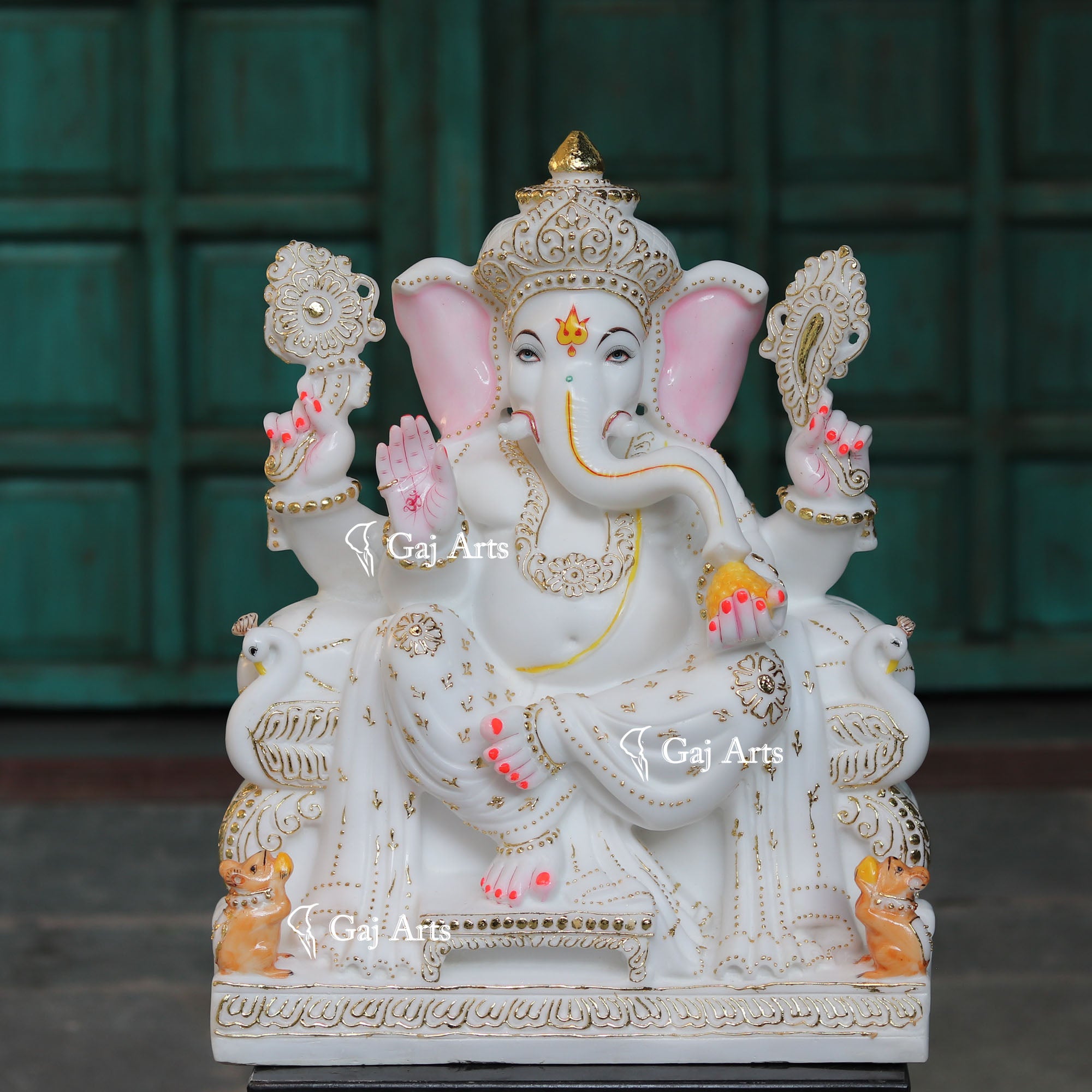 White Marble Ethiopia Ganesh Statue | 24 Inch
