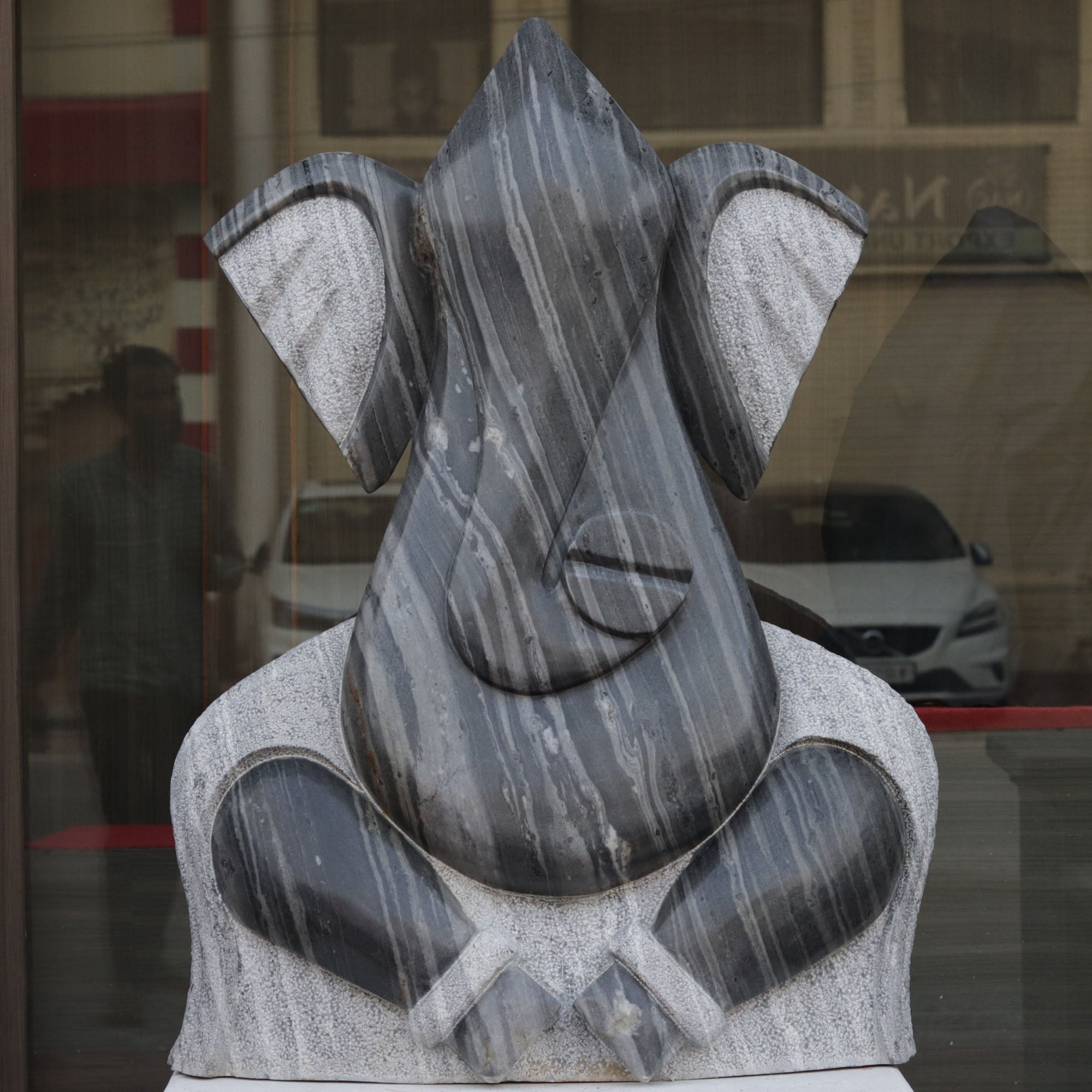 Modern Grey Marble Ganesha Statue | 42 Inch