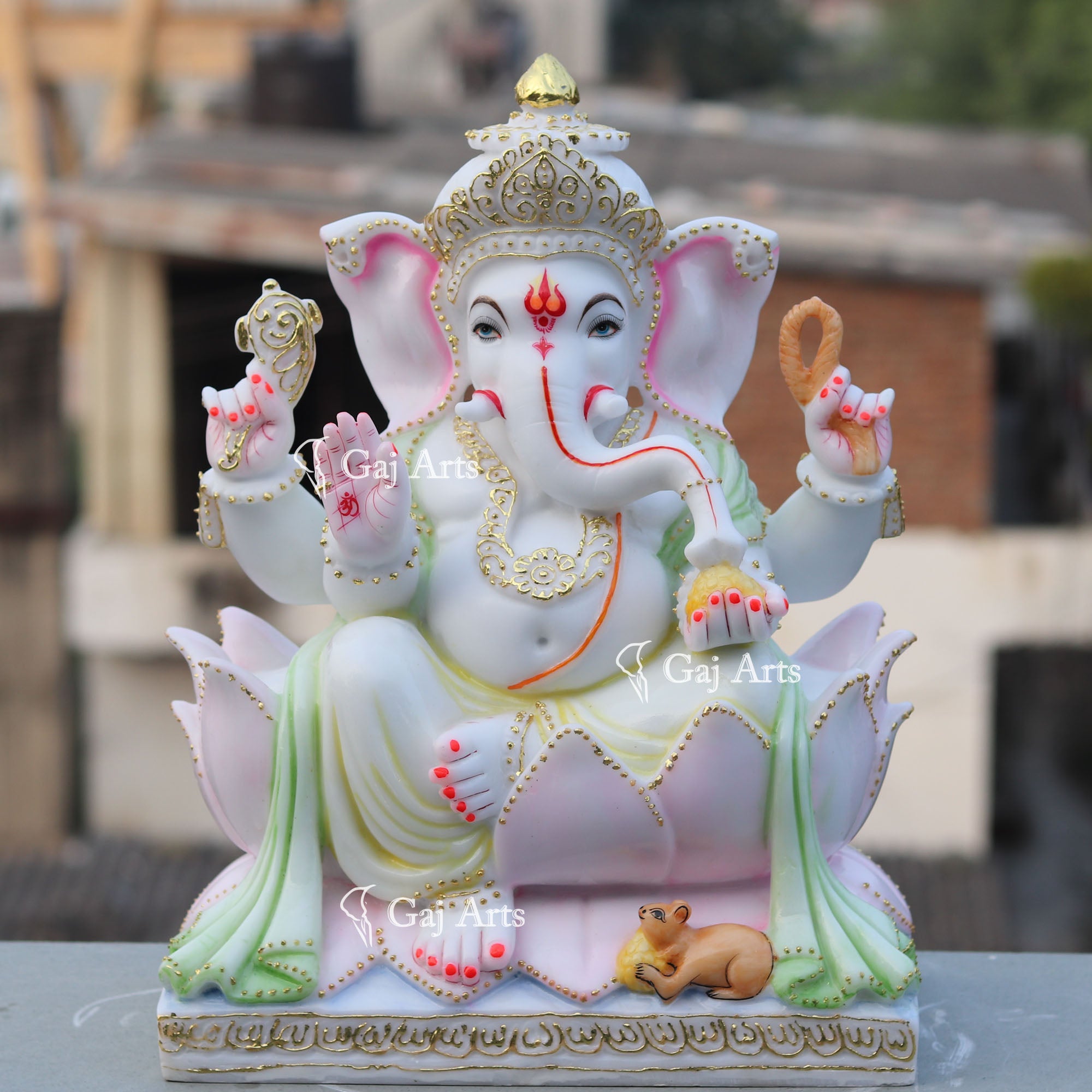 White Marble Ethiopia Ganpati Idol | 18 Inch
