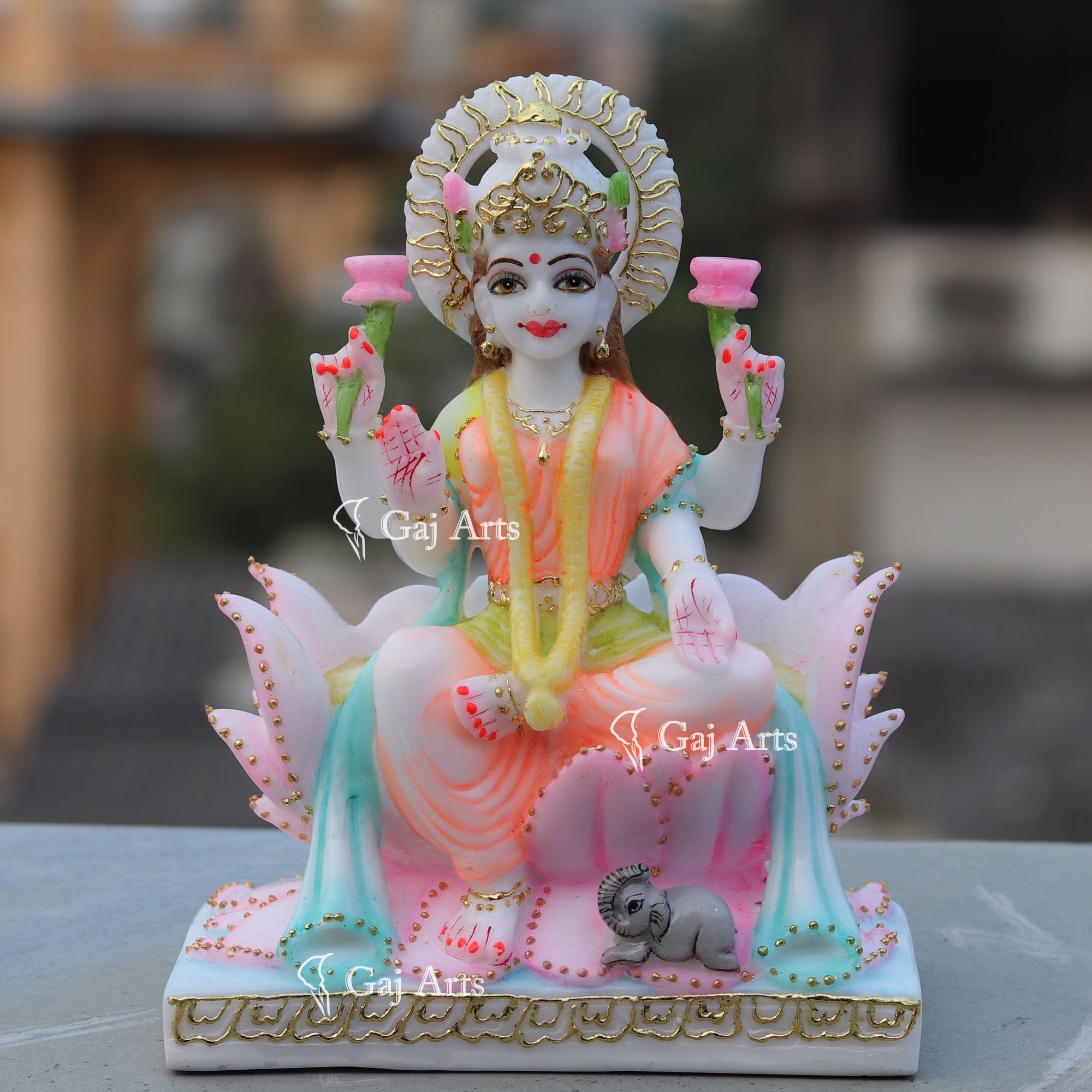 White Marble Laxmi Mata Statue | 9 Inch