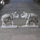 White Marble Korean Silver Elephant Statue | 24 Inch