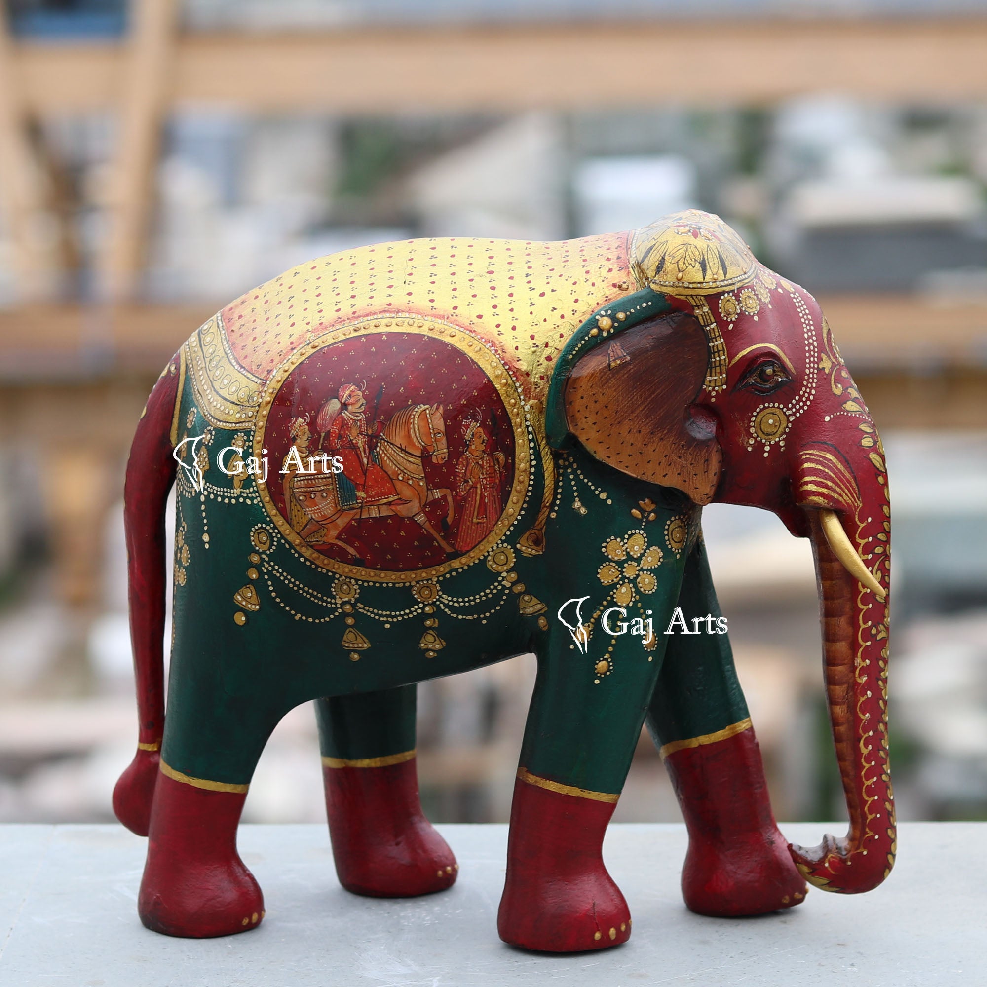 Wooden Elephant Statue | 12 Inch