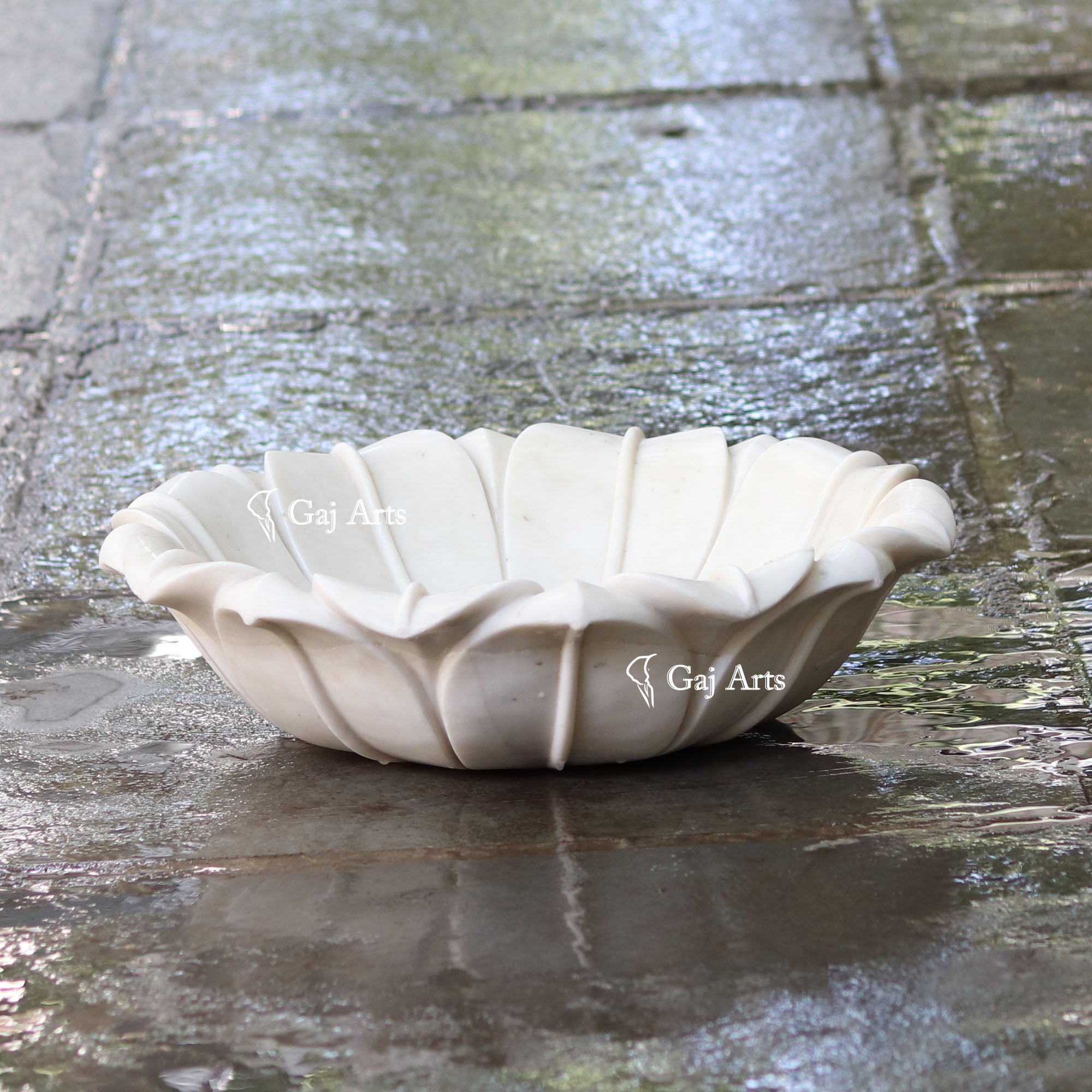 White Marble Luxury Flower Bowl | 18 Inch