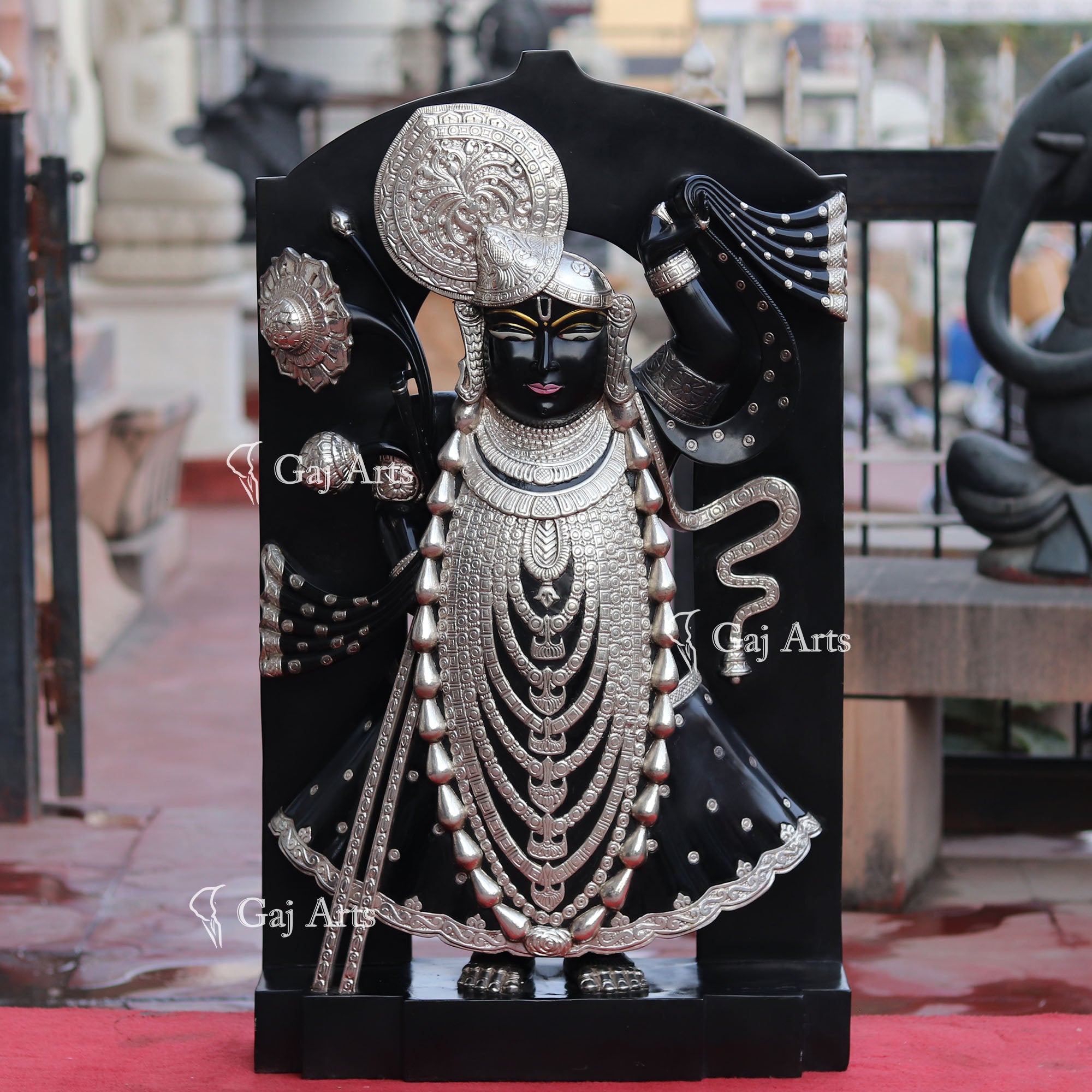 Black Marble Shreenath Ji Statue | 36 Inch