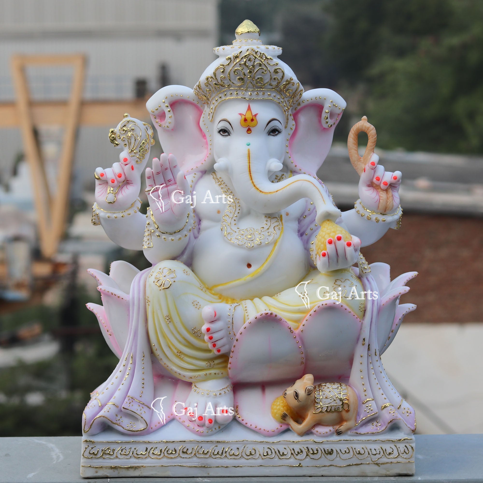 White Marble Ethiopia Ganesh Statue | 24 Inch