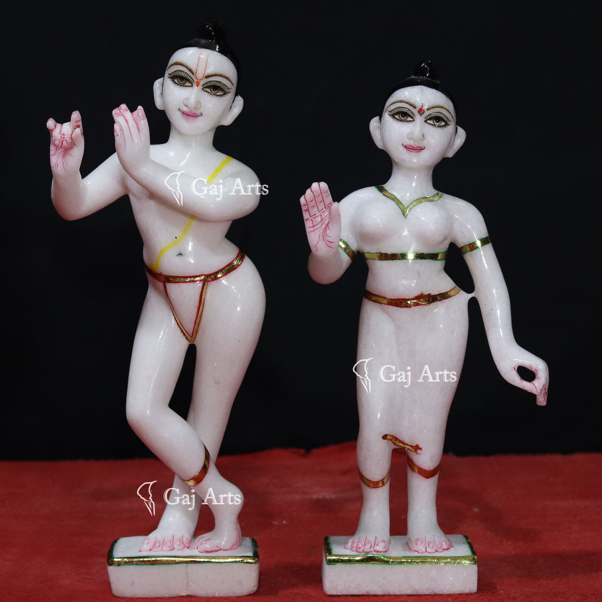 Super White Makrana Marble Iskon Radha Krishna Murti | 12 Inch