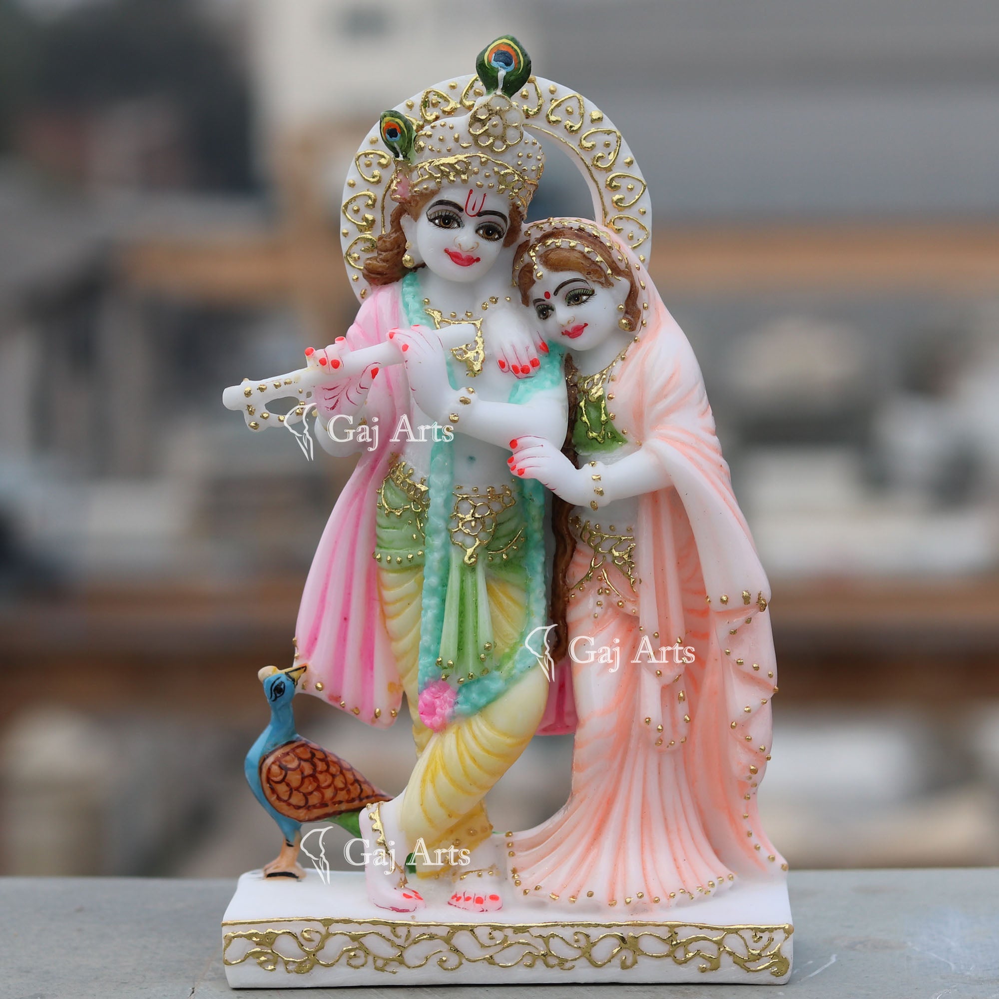 White Marble  Radha Krishna Jodi | 9 Inch