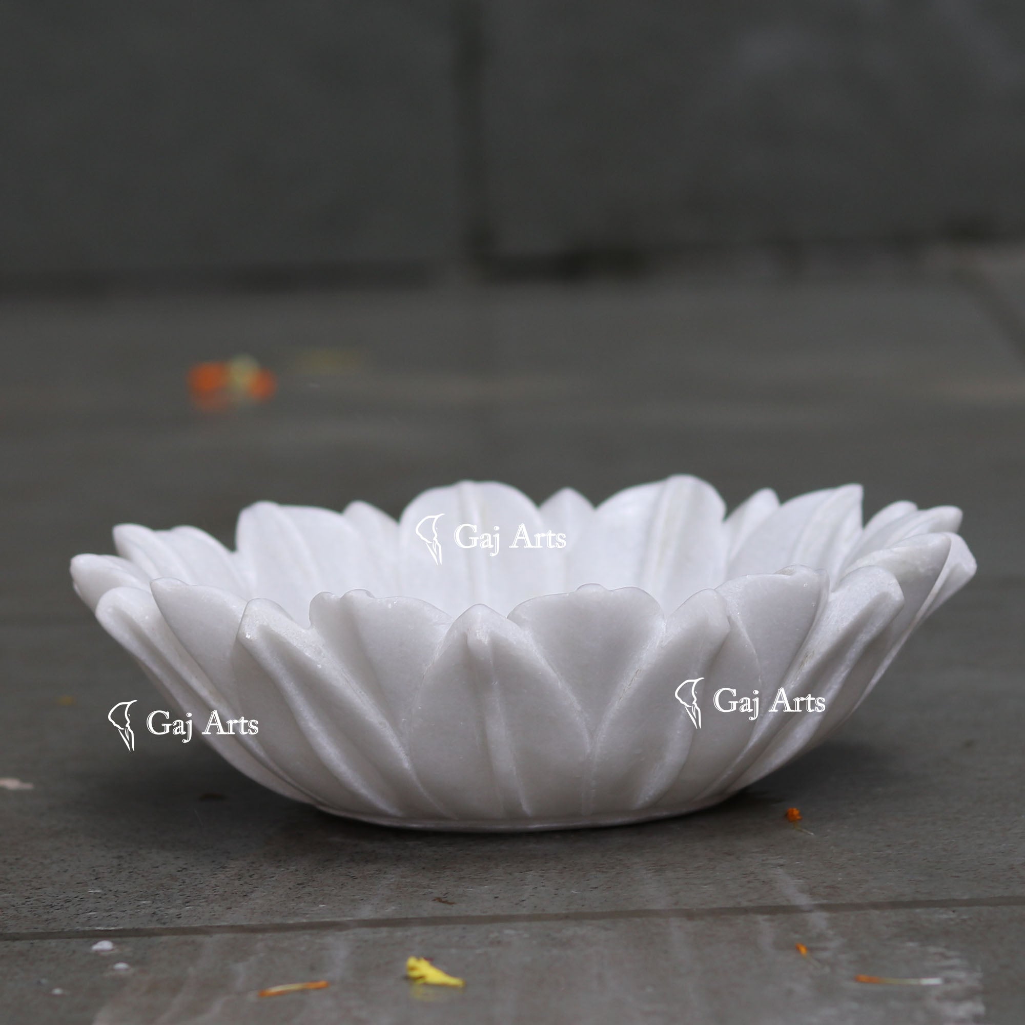 White Marble Floral Bowl | 10 Inch