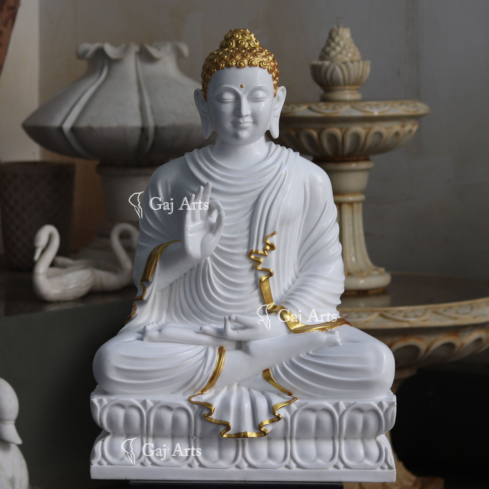 White Marble Buddha Statue | 36 Inch