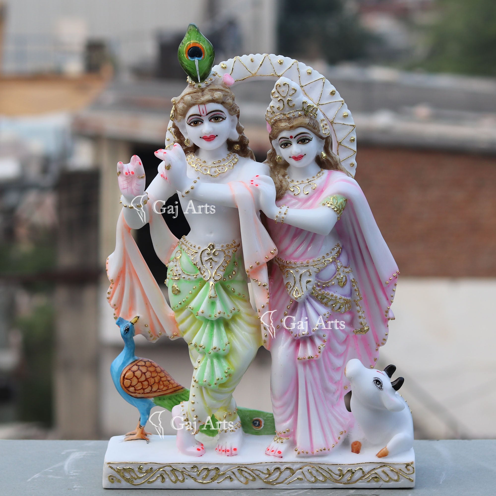 White Marble Ethiopia Radha Krishna Jodi Murti | 18 Inch