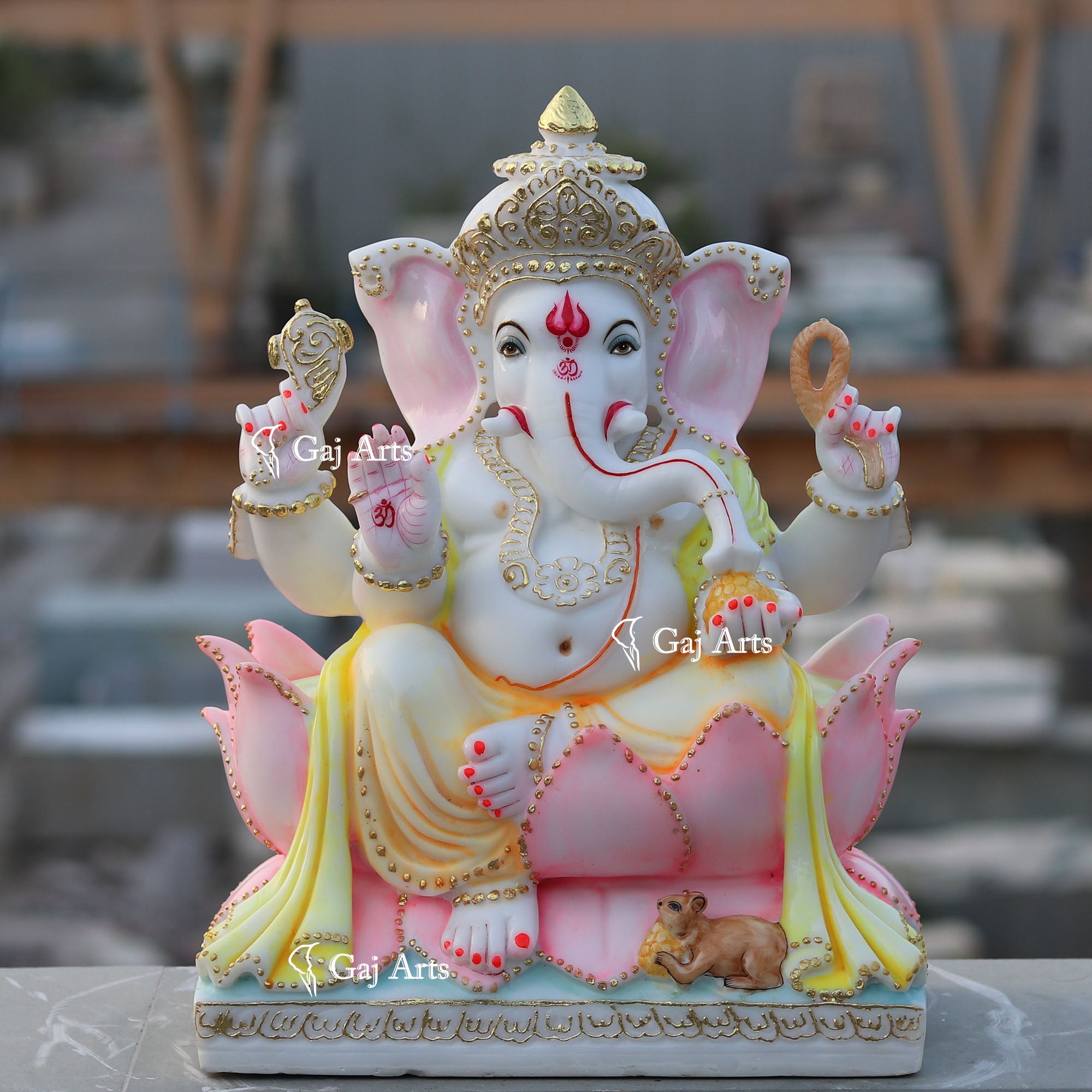 White Marble Ethiopia Ganesh Idol | 18 Inch