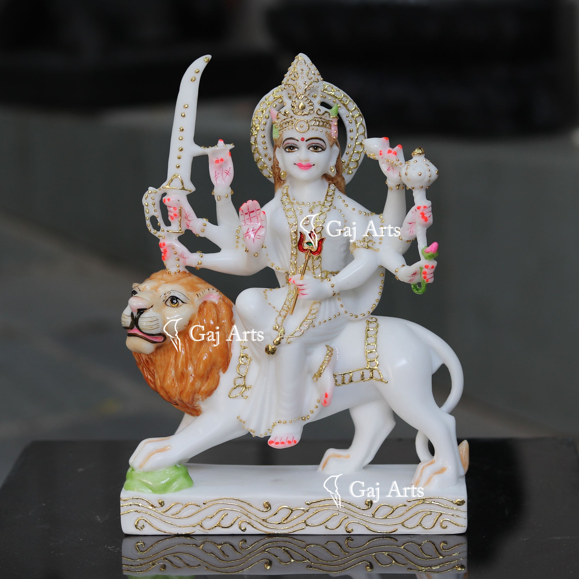 White Marble Durga Maa Idol | 12 Inch