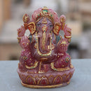 Natural Red Quartz Ganesh Idol | 7 Inch