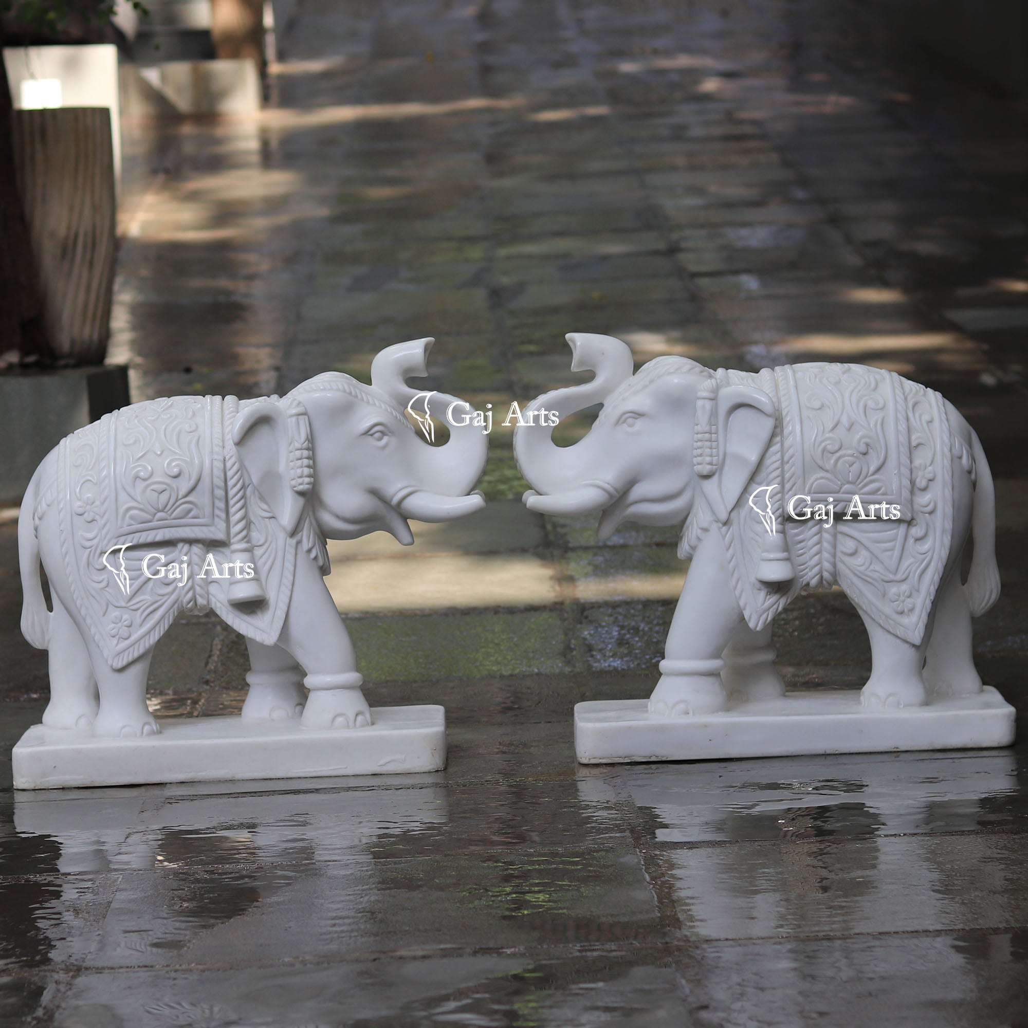 Korean Marble Elephant Statue | 24 Inch